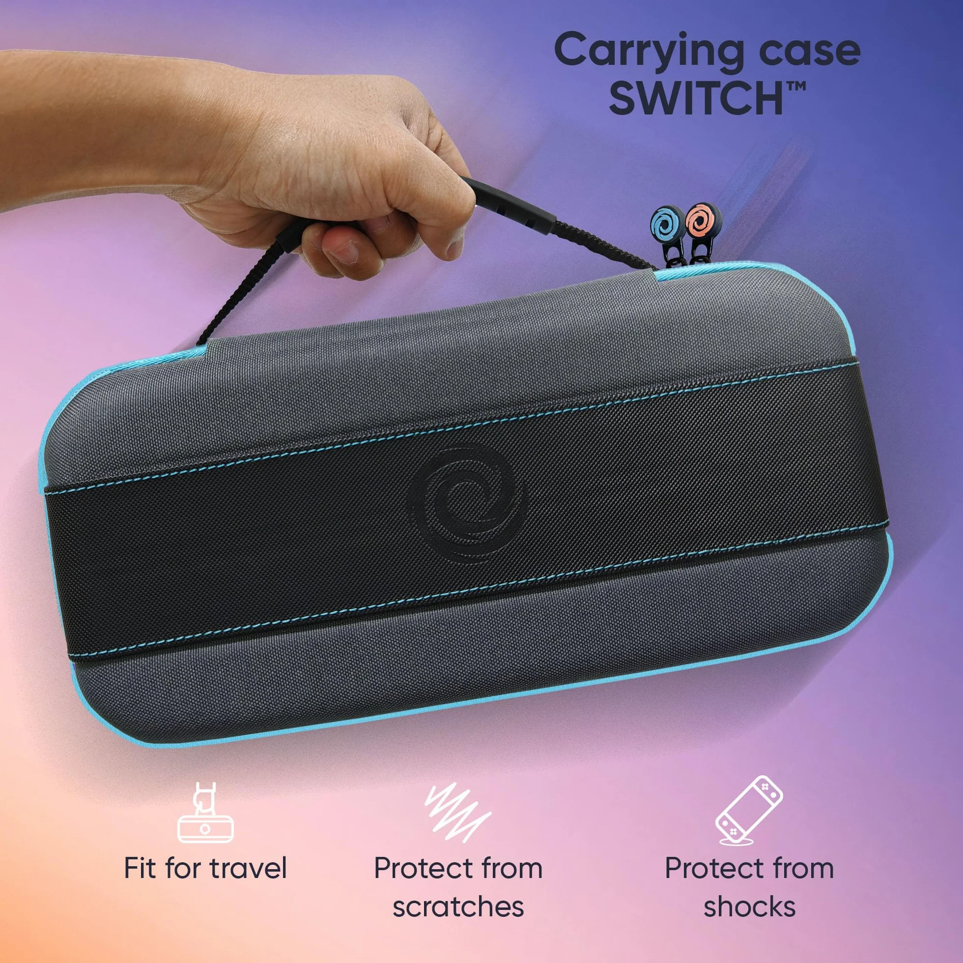 Oniverse Etui ochronne kompatybilne z Nintendo Switch 2/OLED/Switch – Sztywna wodoodporna torba z uchwytem, Wyściełane wnętrze, Miejsca na gry, Siatkowa kieszeń – Szary