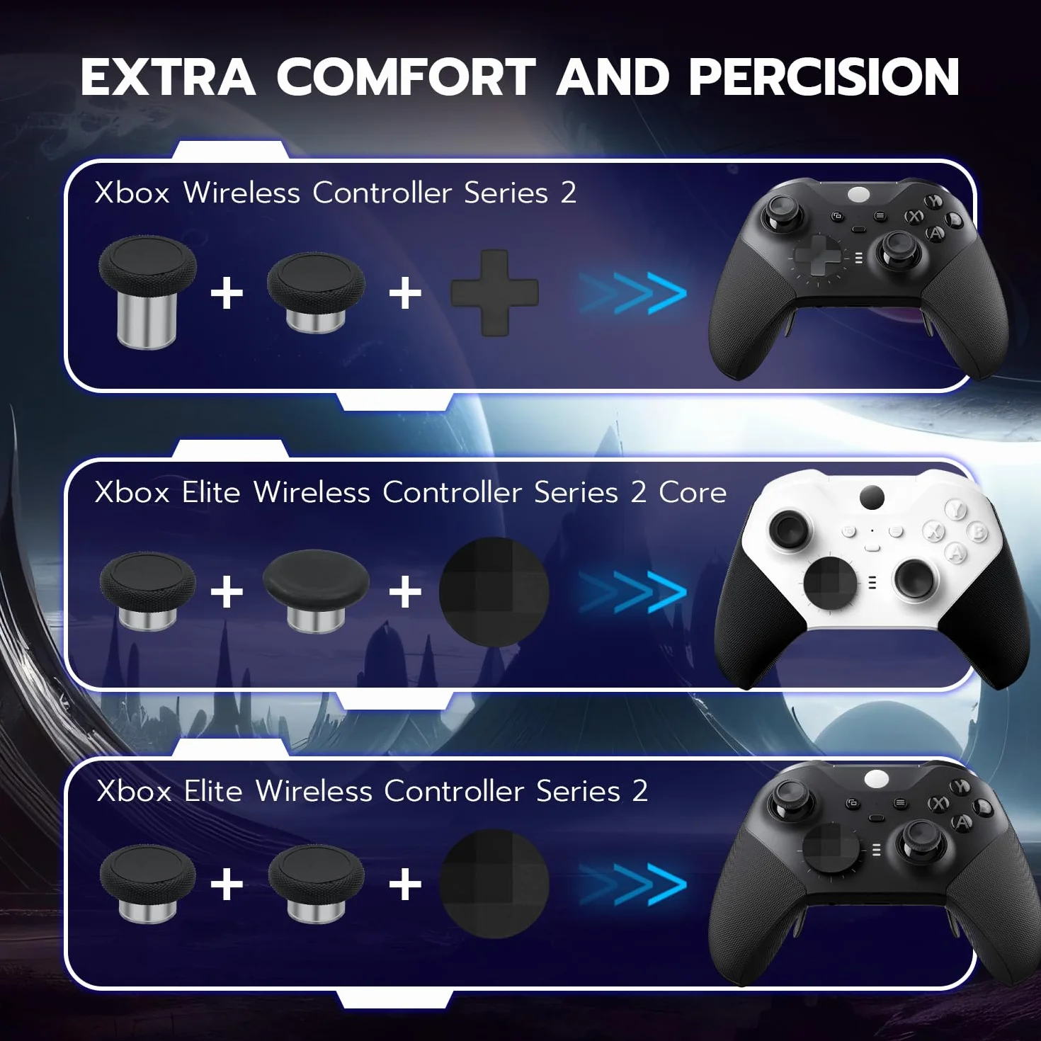 Mcbazel 13 w 1 zamiennik Thumbsticks, Trigger-Paddles i D-Pads z torbą do przechowywania do kontrolera Xbox One Elite Series 2 - czarny