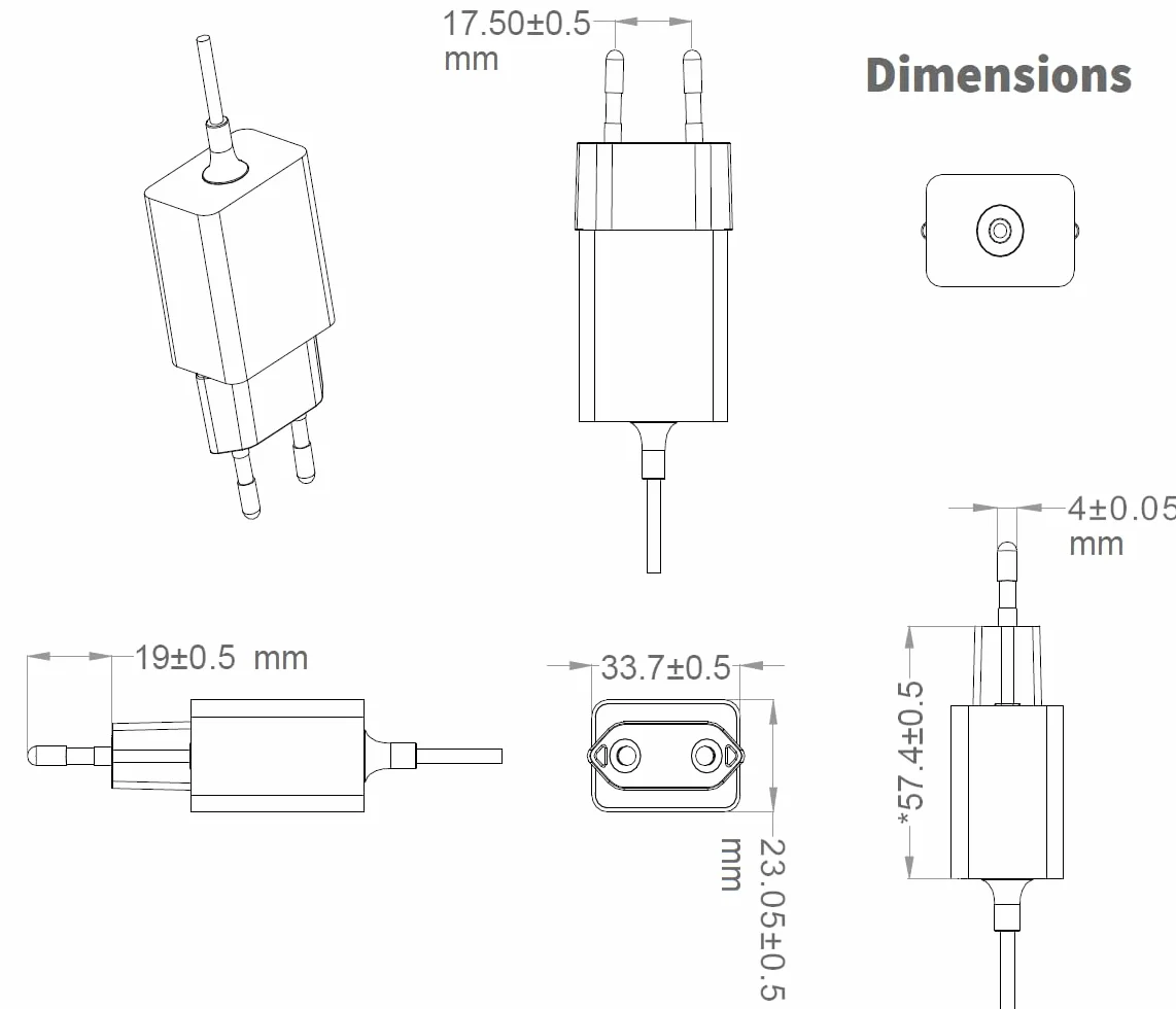 GEQUDIO Zasilacz sieciowy 5 V/2 A kompatybilny z telefonami Yealink, Snom, Fanvil, Grandstream i innymi telefonami IP - wąski adapter i energooszczędny - uniwersalna ładowarka z wtyczką drążoną - 1