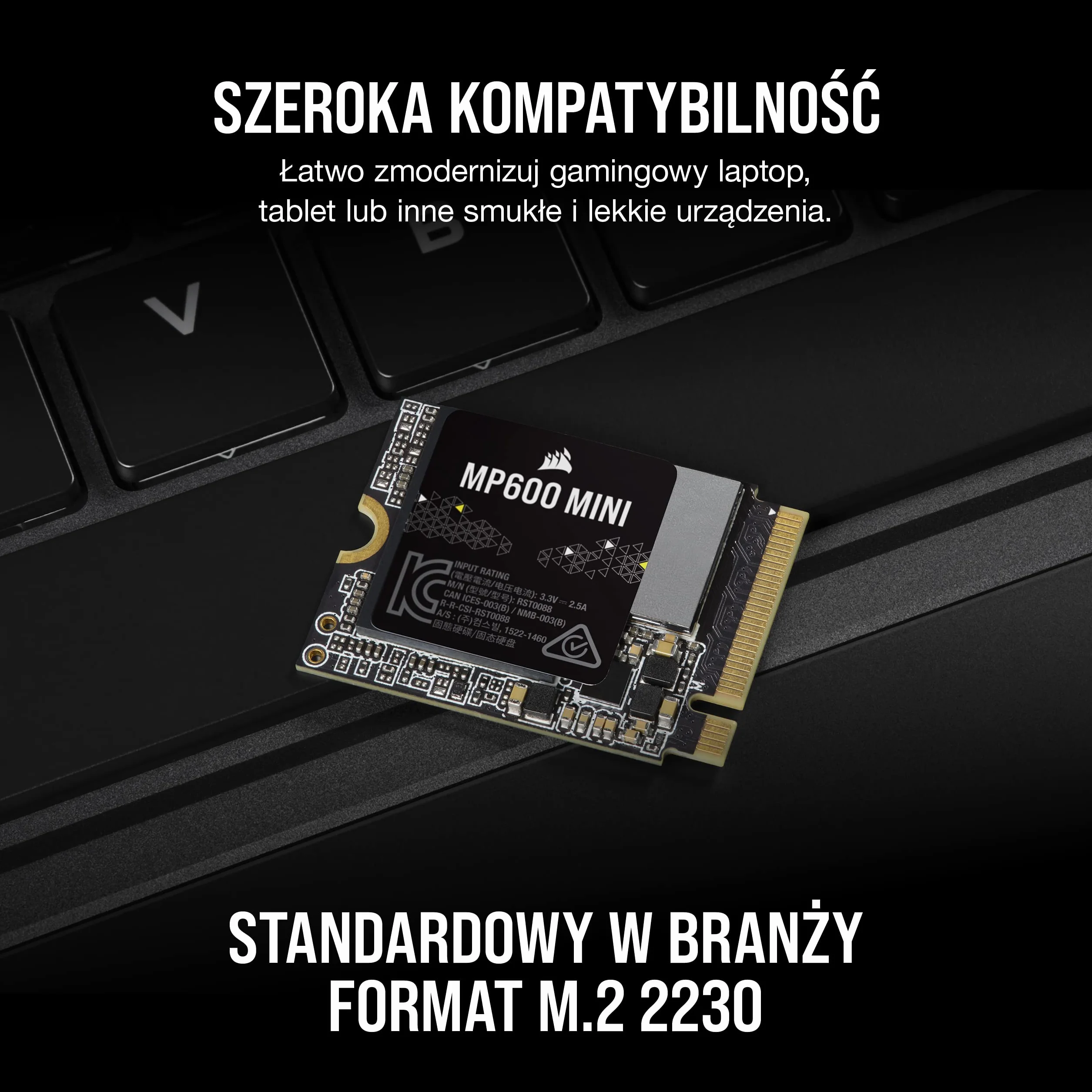 CORSAIR MP600 MINI 1TB M.2 NVMe PCIe x4 Gen4 2 SSD – M.2 2230 – Szybkość Odczytu do 7000 MB/s – Pamięci TLC NAND o Wysokiej Gęstości – Doskonały do Steam Deck i Microsoft Surface – Czarny