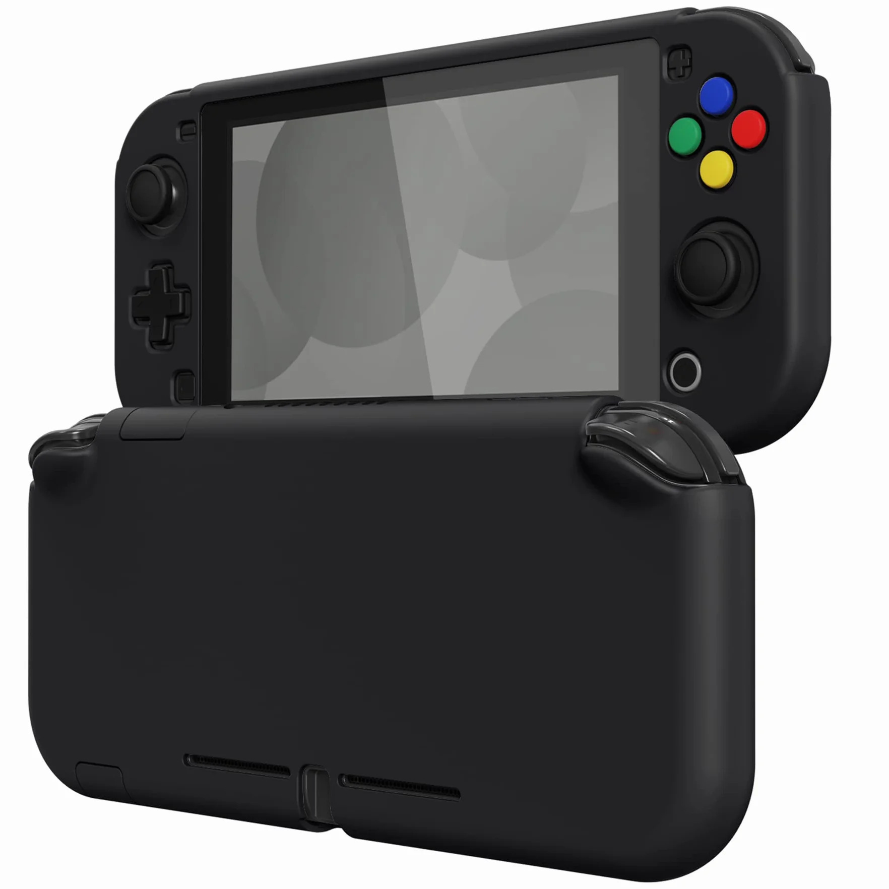 eXtremeRate PlayVital Etui Ochronny do Switch Lite,Obudowa Protective Cover do Switch Lite,Case Hard Shell z Ochraniacz Ekranu&Kciuka Caps&Caps Przycisków Stickers-Czarny