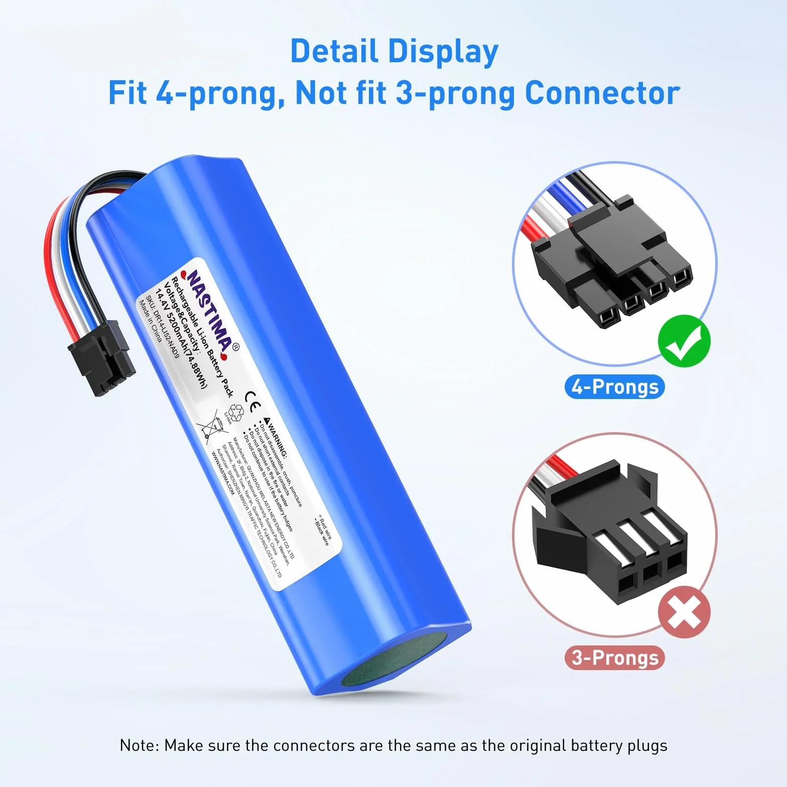 NASTIMA 14.4V 5200mAh Li-Ion Battery Replacement for Dreame D9 F9 L10, Bateria do D9 Pro, D9 MAX, D10 Plus, D10s, L10s Ultra Series Odkurzacz