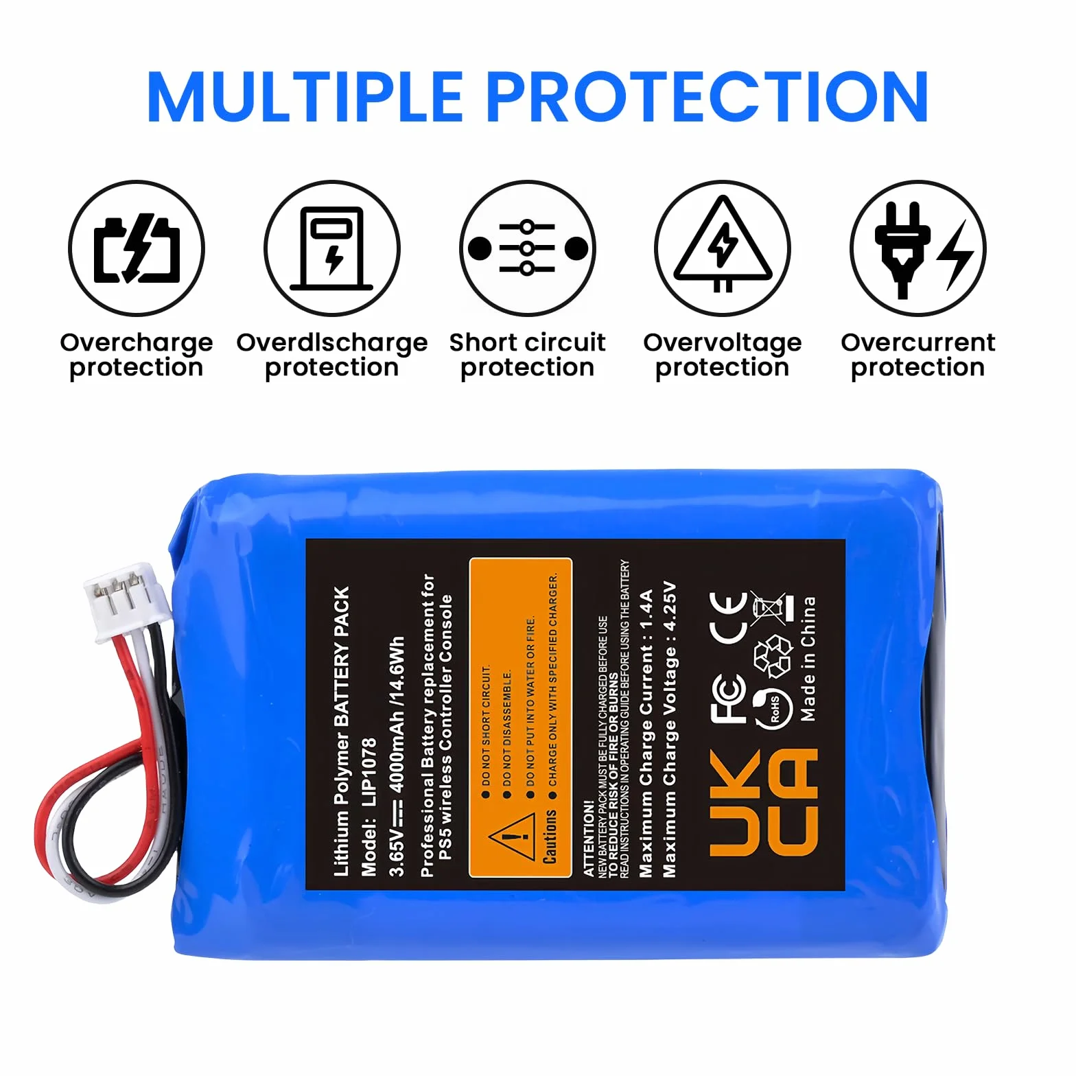 Akku do kontrolera PS5, 4000mAh 3.65V LIP1078 Battery-Akku, zamiennik Power PS5-Controller AkkuErsatz do kontrolera PS5-Playstation 5 DualSense bezprzewodowego