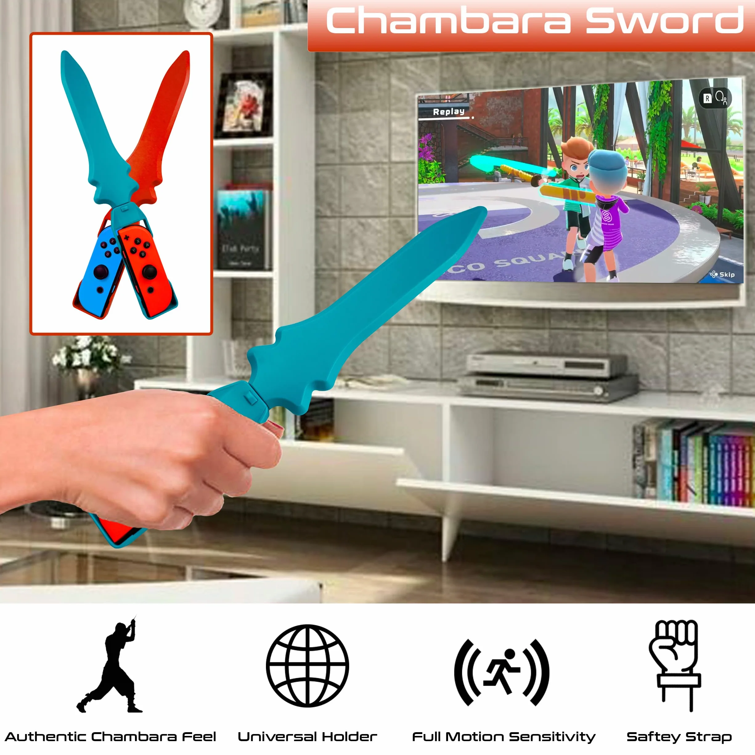 Zestaw akcesoriów Orzly Switch Sports Games 2024 kompatybilny z Nintendo Switch i Switch OLED z rakietami tenisowymi, kijami golfowymi, mieczami Chambara i uchwytami Joy Con Grips