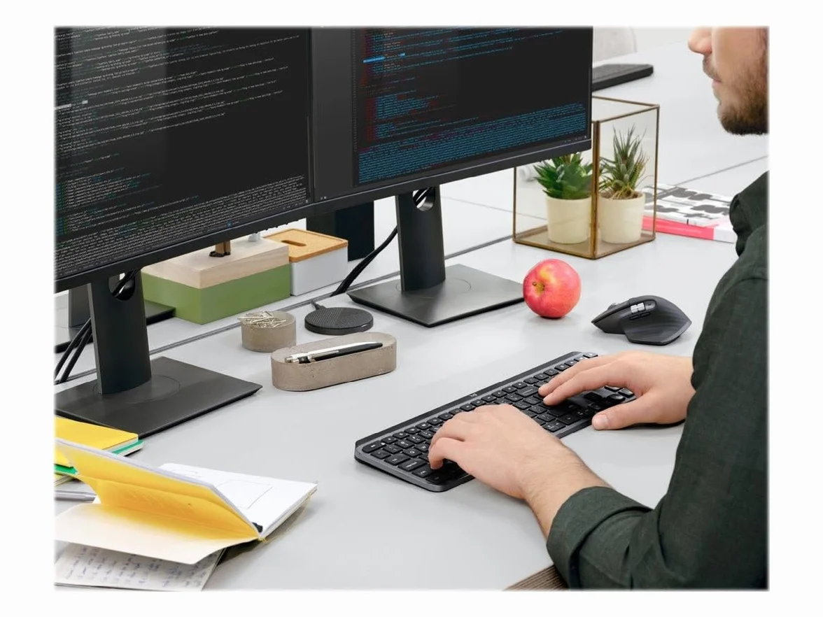 Logitech MX Keys bezprzewodowa klawiatura, odbiornik Bluetooth i USB, złącze USB-C, czas pracy baterii 5 miesięcy, funkcja Easy-Switch, podświetlenie przycisków, PC/Mac, układ skandynawski - grafitowy