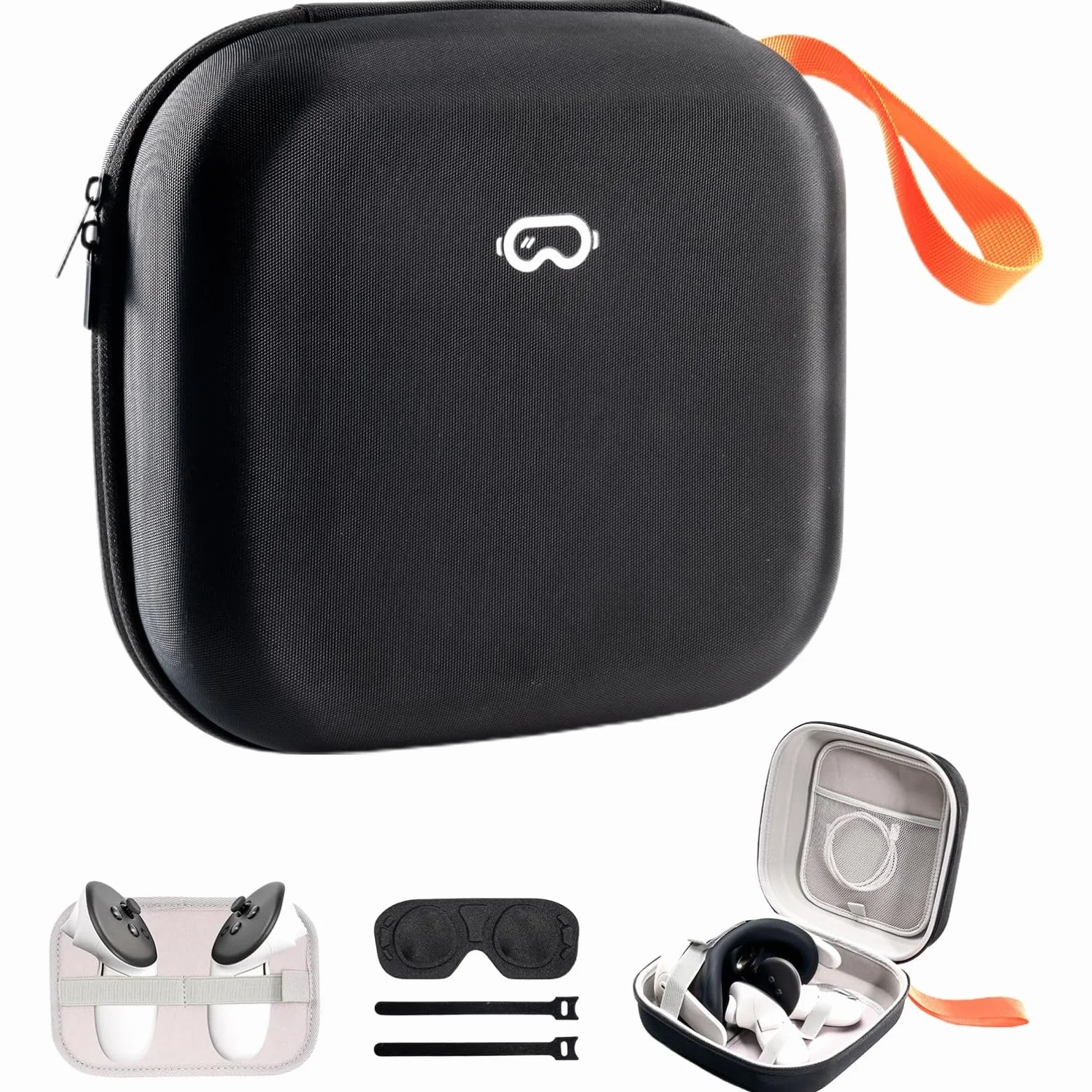 ProCase Etui Kompatybilne z Oculus Meta Quest 2, Quest 3, Apple Vision Pro VR, Pasek na Głowę i Akcesoria do Kontrolera, Twarda Torba do Podróży i Przechowywania, S-Czarna