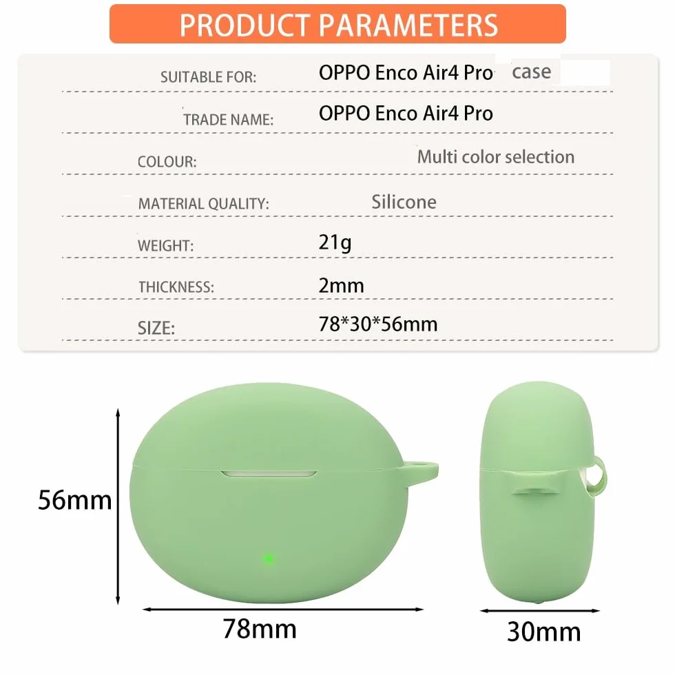FTRONGRT Etui na słuchawki Bluetooth do OPPO Enco Air4 Pro, odporne na wstrząsy silikonowe etui na słuchawki Bluetooth, kompatybilne ze słuchawkami Bluetooth OPPO Enco Air4 Pro, czarne