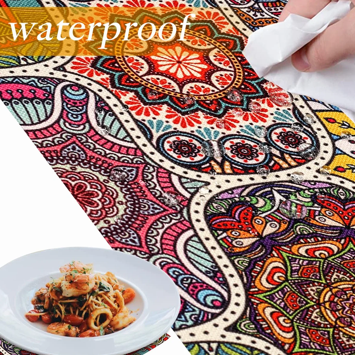 Bohemian Zestaw stołowy lniany 4 szt. 45x32 cm prostokątny zmywalny odporny na wysokie temperatury