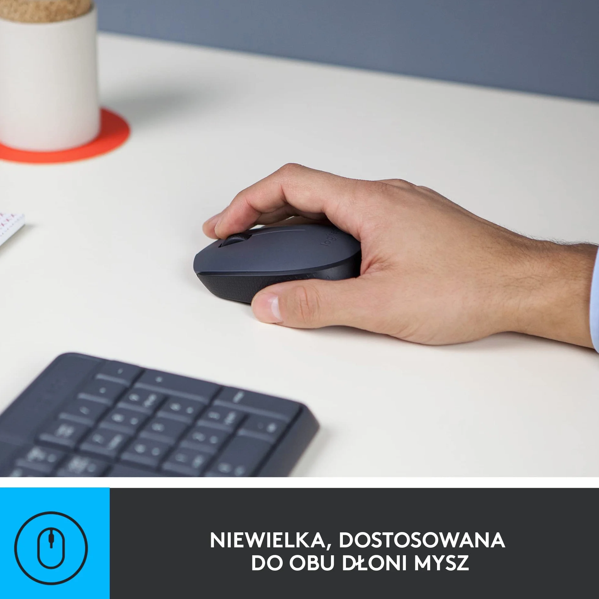 Logitech MK235 Combo Bezprzewodowy Zestaw Klawiatura i Mysz dla systemu Windows, łączność 2,4 GHz, odbiornik USB, 24 miesiące pracy na baterii, PC, laptopem, QWERTY układ US Intl - Szary