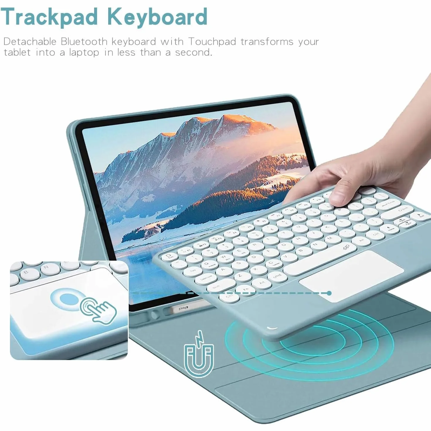 Keyboard Case for Huawei MatePad 11,5 cala 2025, z 7-kolorowym podświetleniem, odłączaną bezprzewodową klawiaturą Bluetooth z touchpadem, ultracienką, wielokątną osłoną i myszką,Purple