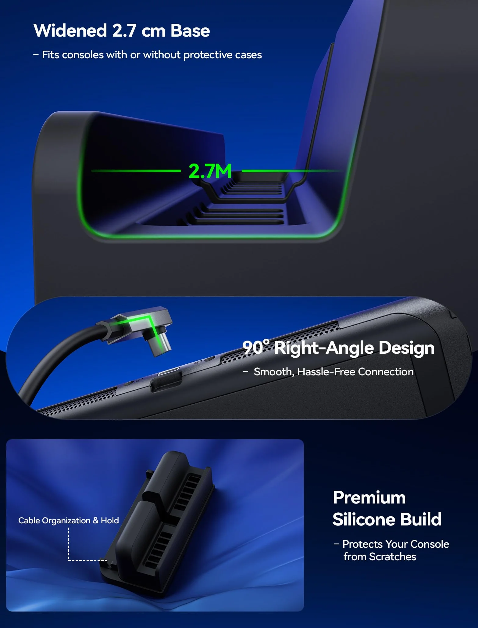 JSAUX Przedłużacz USB C ze stojakiem do stacji dokującej Switch 2, 35 cm Extension Cable obsługa szybkiego ładowania i transmisji wideo 4K, funkcja dokująca 1:1, pomocnicze chłodzenie, kompatybilny z