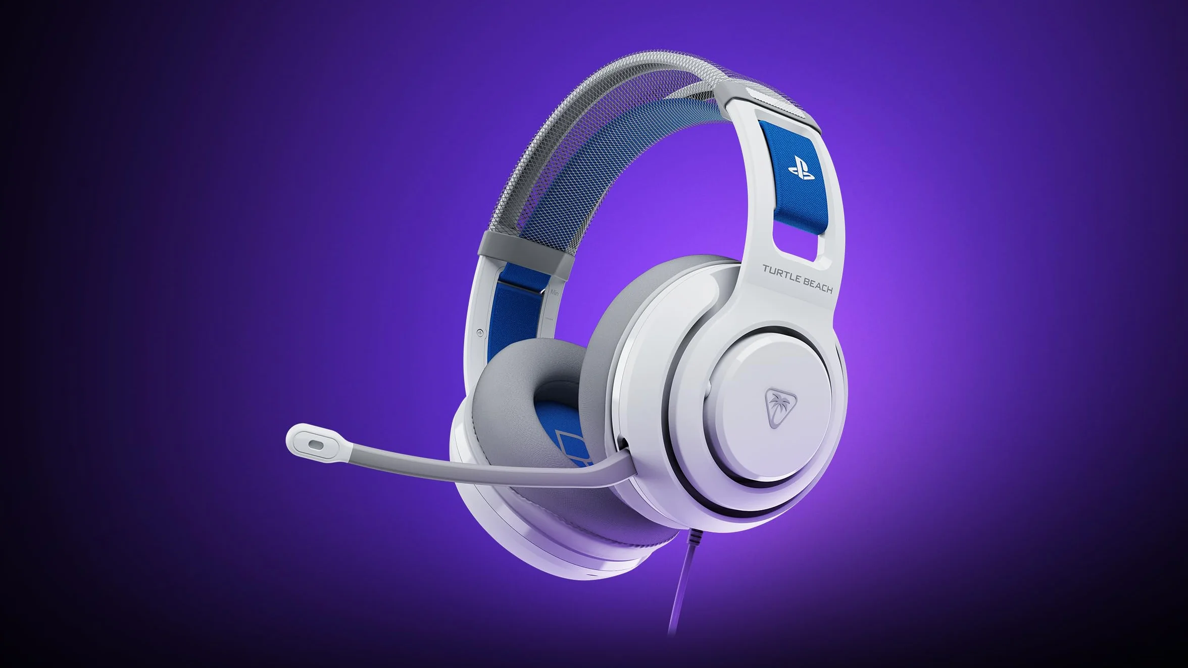 Turtle Beach Atlas 200 oficjalnie licencjonowanych białych przewodowych słuchawek do gier PlayStation, PS5, PS4, 50 mm Nanoclear, mikrofon flip-to-mute, nauszniki z pianki pamięci, ruchomy pałąk