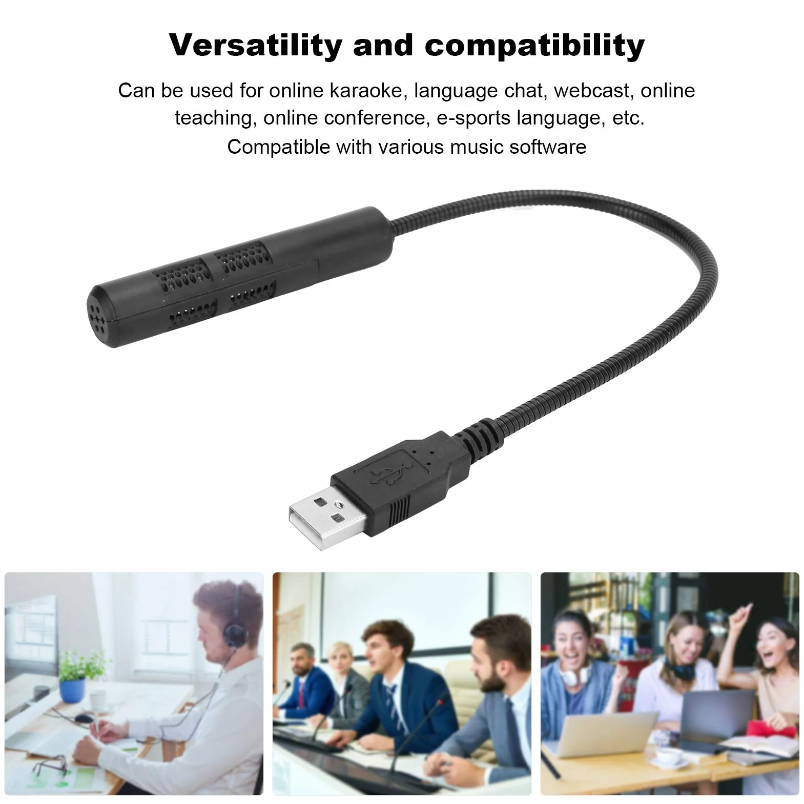 Mikrofon Komputerowy USB, Wielokierunkowy Mikrofon USB PC Typu Plug & Play, Mikrofon do Gier Biurowych do Transmisji na żywo, MSN, SKYPE, Wideokonferencja, śpiew, Nagrywanie(M-588)