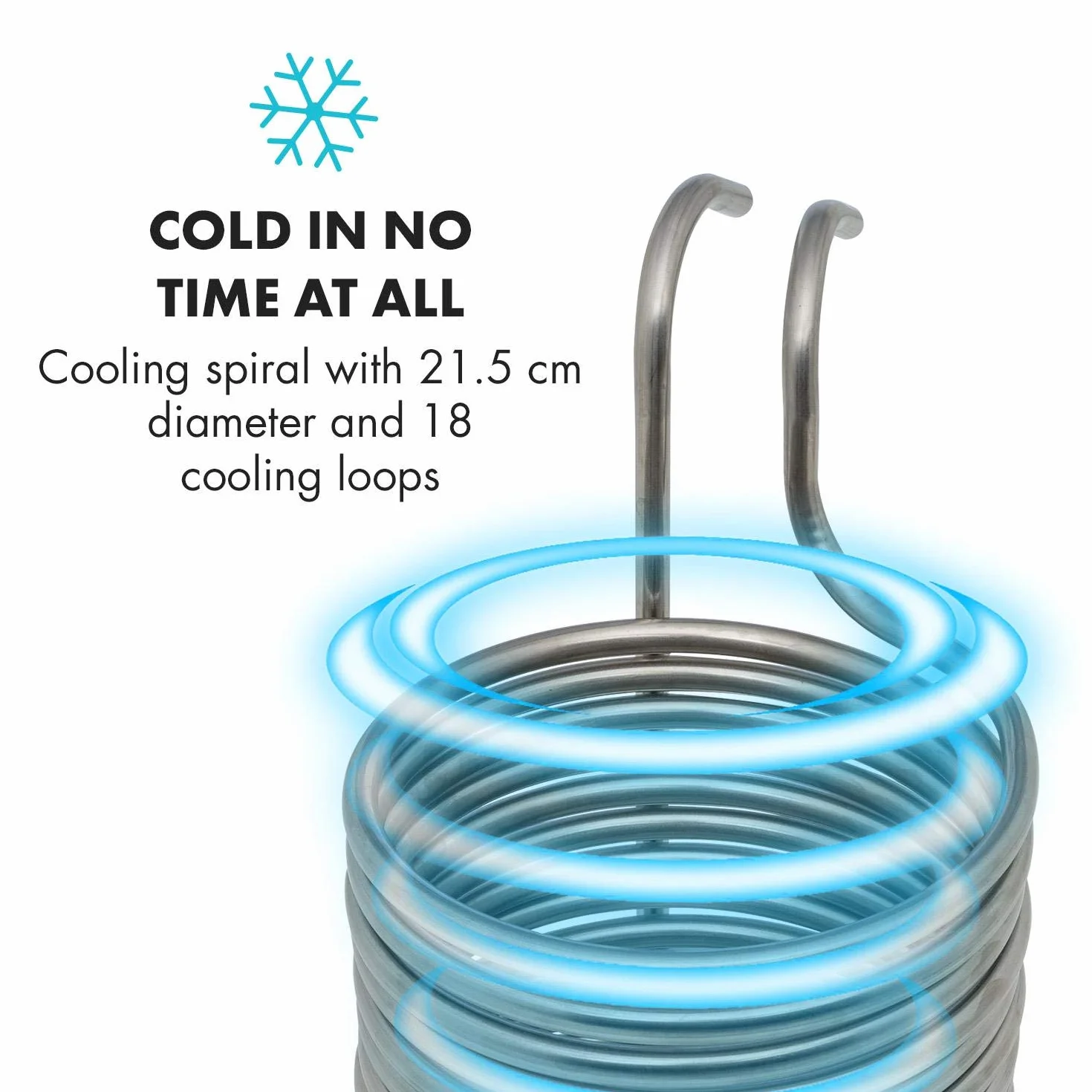 Klarstein Chiller 12 Chłodnica zanurzeniowa - spirala chłodząca wodę, chłodnica brzeczki, szybkie chłodzenie zacieru piwnego, 21,5 cm Ø, 100 °C do temp. pokojowej. w 30 min., stal nierdzewna 304, srebro, 18 pętli chłodzących