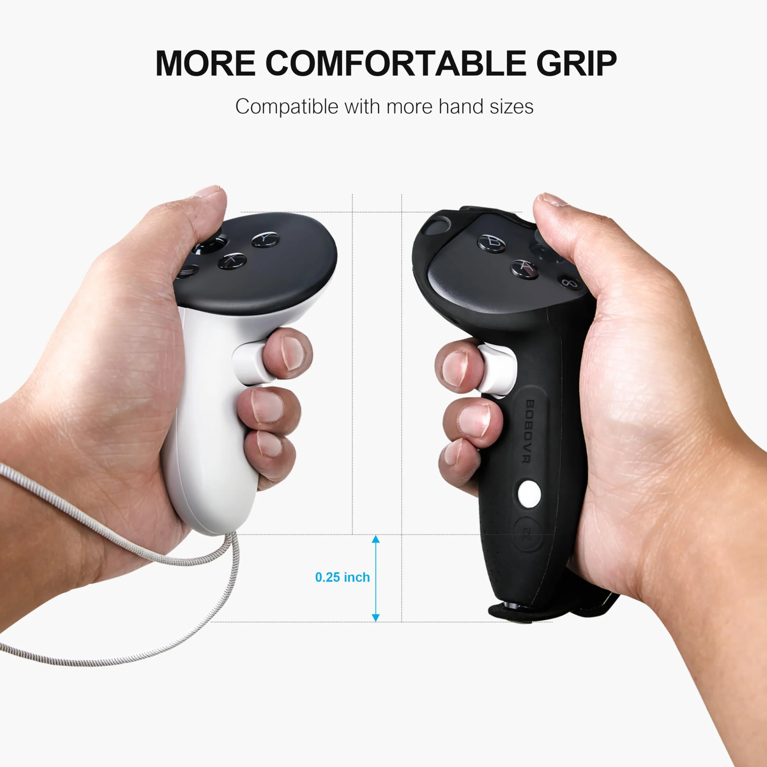 BOBOVR G3 PLUS Controller Grips Kompatybilny z Akcesoriami Quest 3/Quest 3S,Dodatkowe 0,71 Cala dla Lepszego Wyczucia w Dłoni
