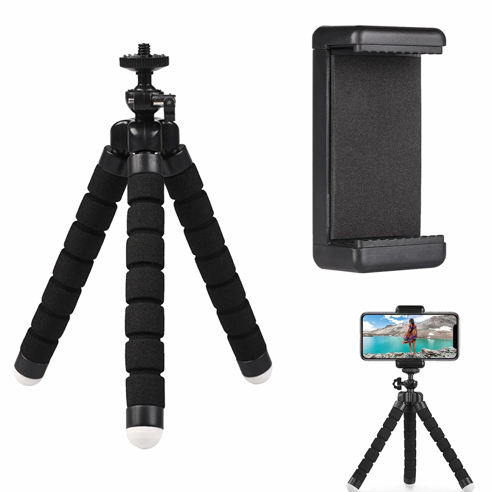 Stojak Trójnożny Na Telefon Komórkowy,Mini Statyw Podróżny,Elastyczny Statyw Z Uniwersalnym Klipsem,360° Uchwyt Na Telefon Tripod,Przenośny I Elastyczny Statyw,Uniwersalnego,Kiuiom