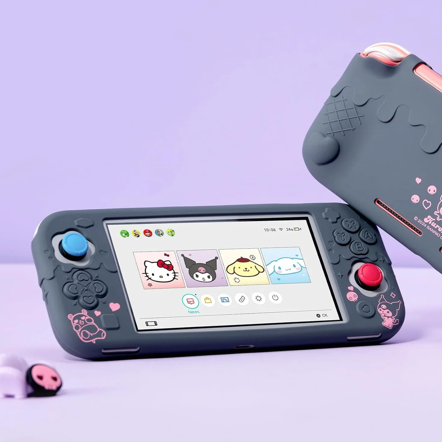 Kuitmor Etui Ochronne na Switch Lite, Miękka Silikonowa Osłona z 2 Pokrywkami na Gałki