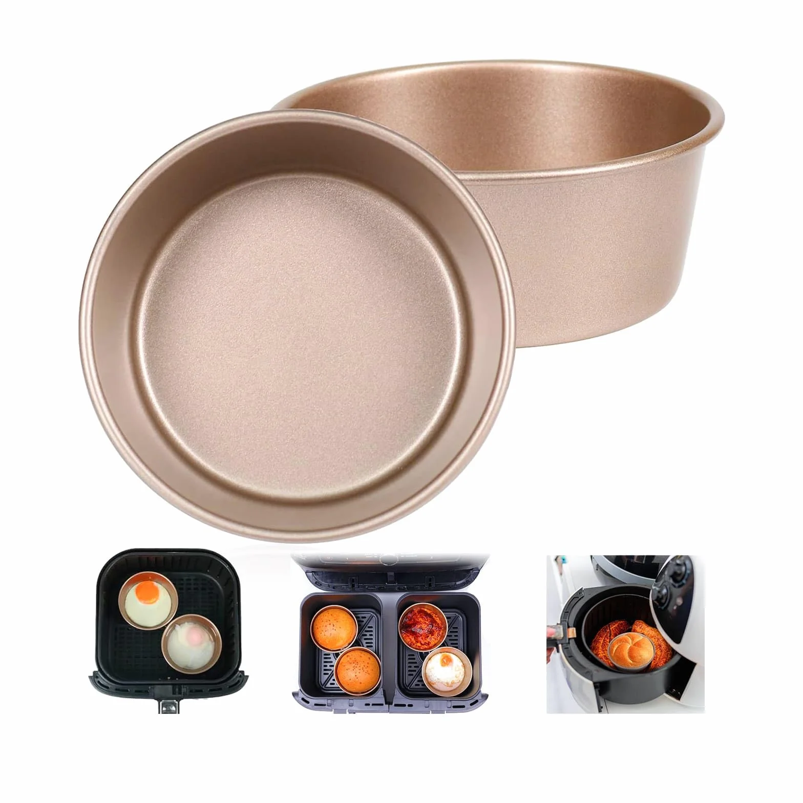 2 sztuki frytkownic na gorące powietrze, forma do jajek, 11 cm, powłoka nieprzywierająca, stal węglowa, do piekarnika i kuchenki mikrofalowej, wielokrotnego użytku, akcesoria do frytkownicy