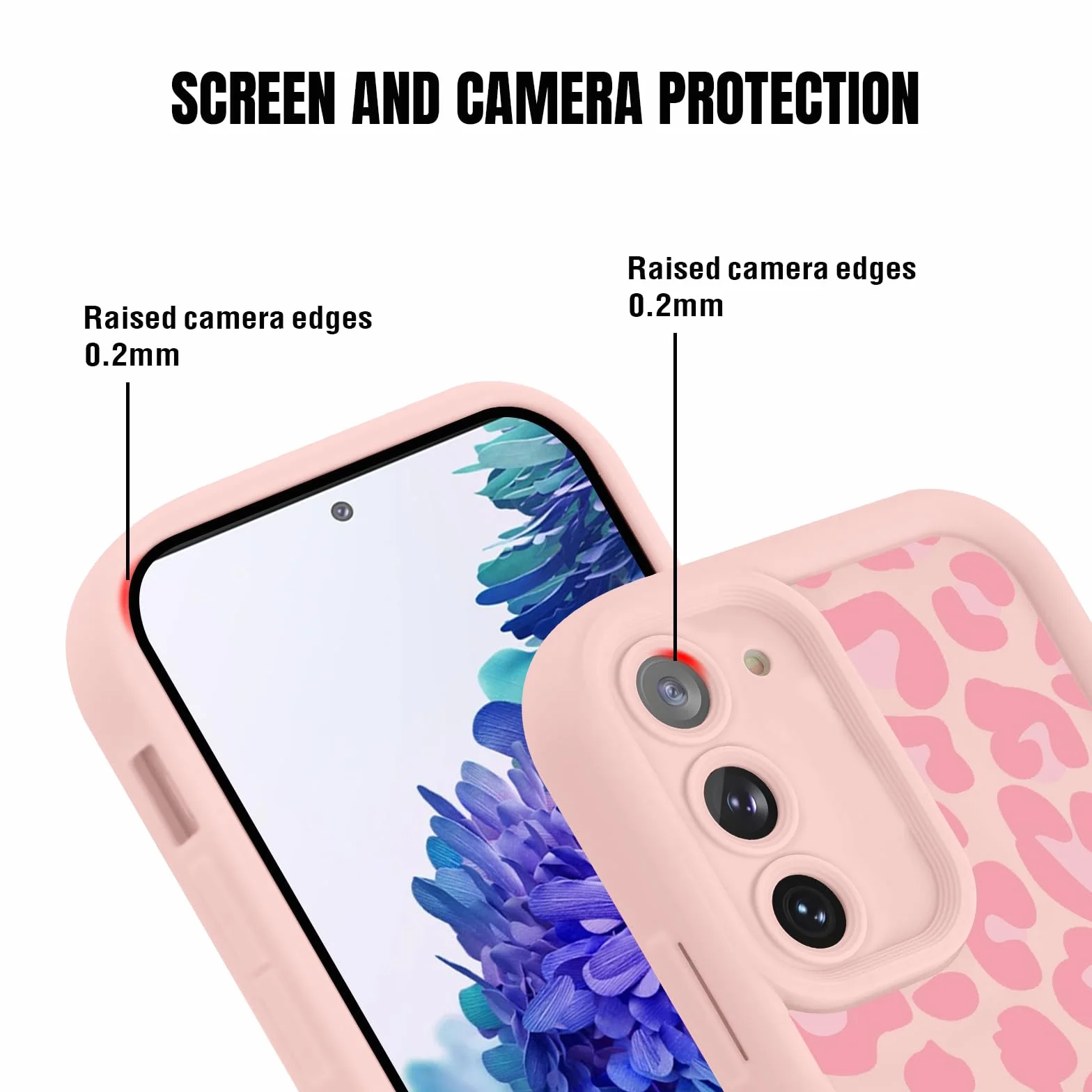Xylota Etui ze smyczą do Samsung S20 FE/S20 Lite, estetyczne wzory lampart regulowany naszyjnik sznurowany pasek na ramię, silikonowe etui na zderzak do Samsung S20 Fan Edition 6,5 cala - Różowy 01
