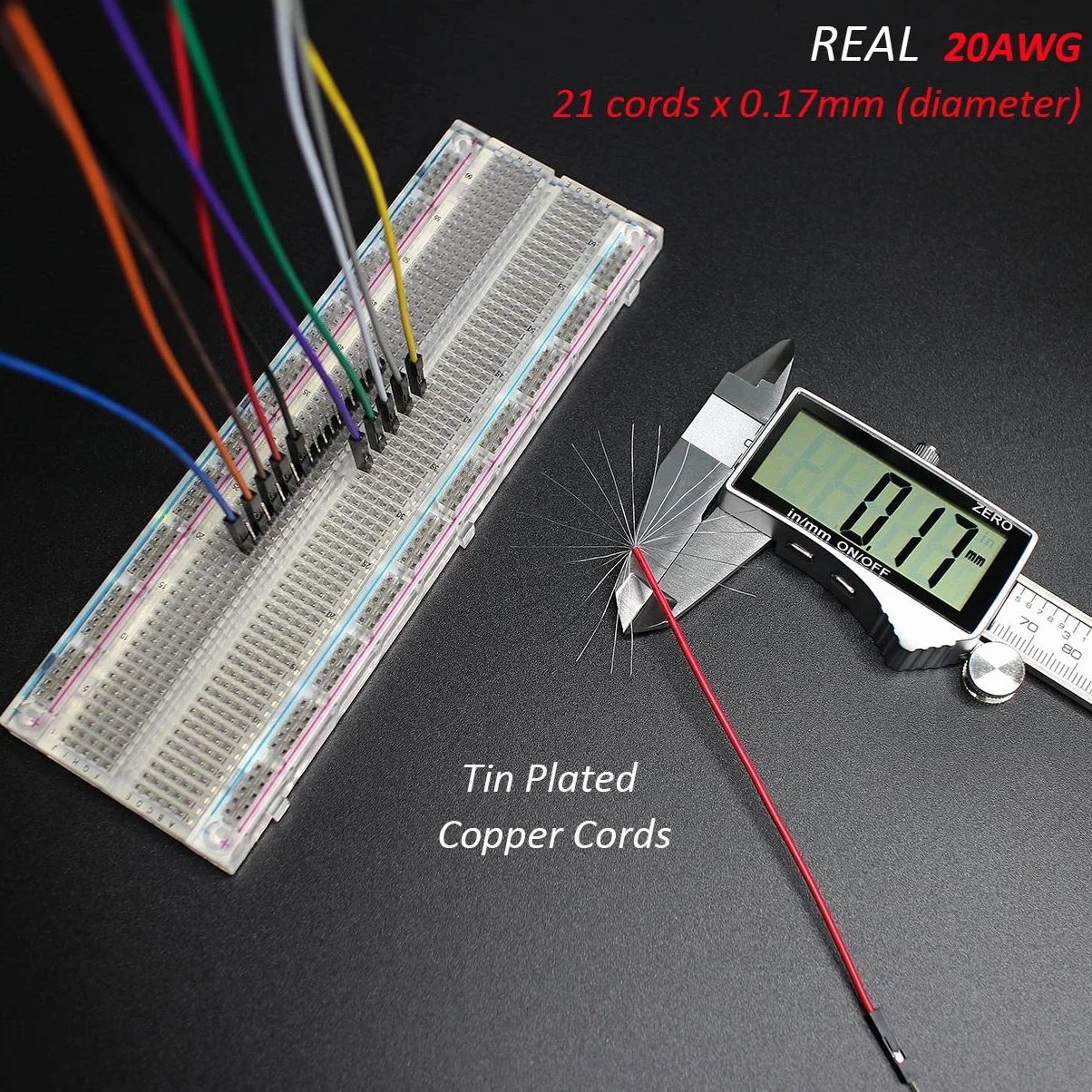 Breadboard Jumper Wires 20AWG, Bestlus Exsiv Breadboard Jumper Wires 100 mm kabel mostki wtykowe 10 cm M/F, 10 kolorów, opakowanie 120, Square Head 0,1'' (4'', M/F)