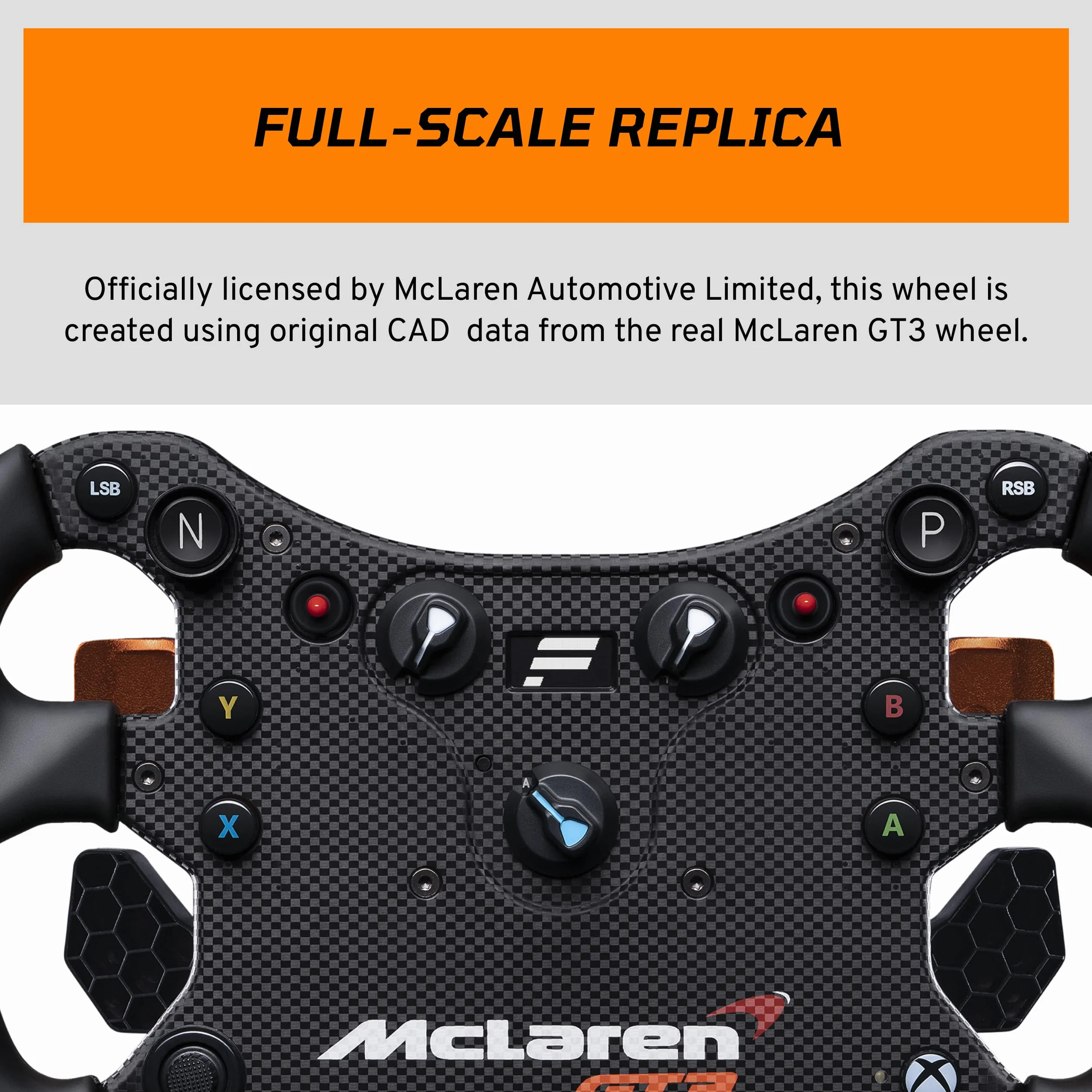 FANATEC CSL Elite Oficjalna licencja McLaren GT3 V2 Xbox Sim Racing Kierownica - pedały analogowe, magnetyczne klapki, przełączniki wielopozycyjne, do PC, Xbox Series X, S, Xbox One