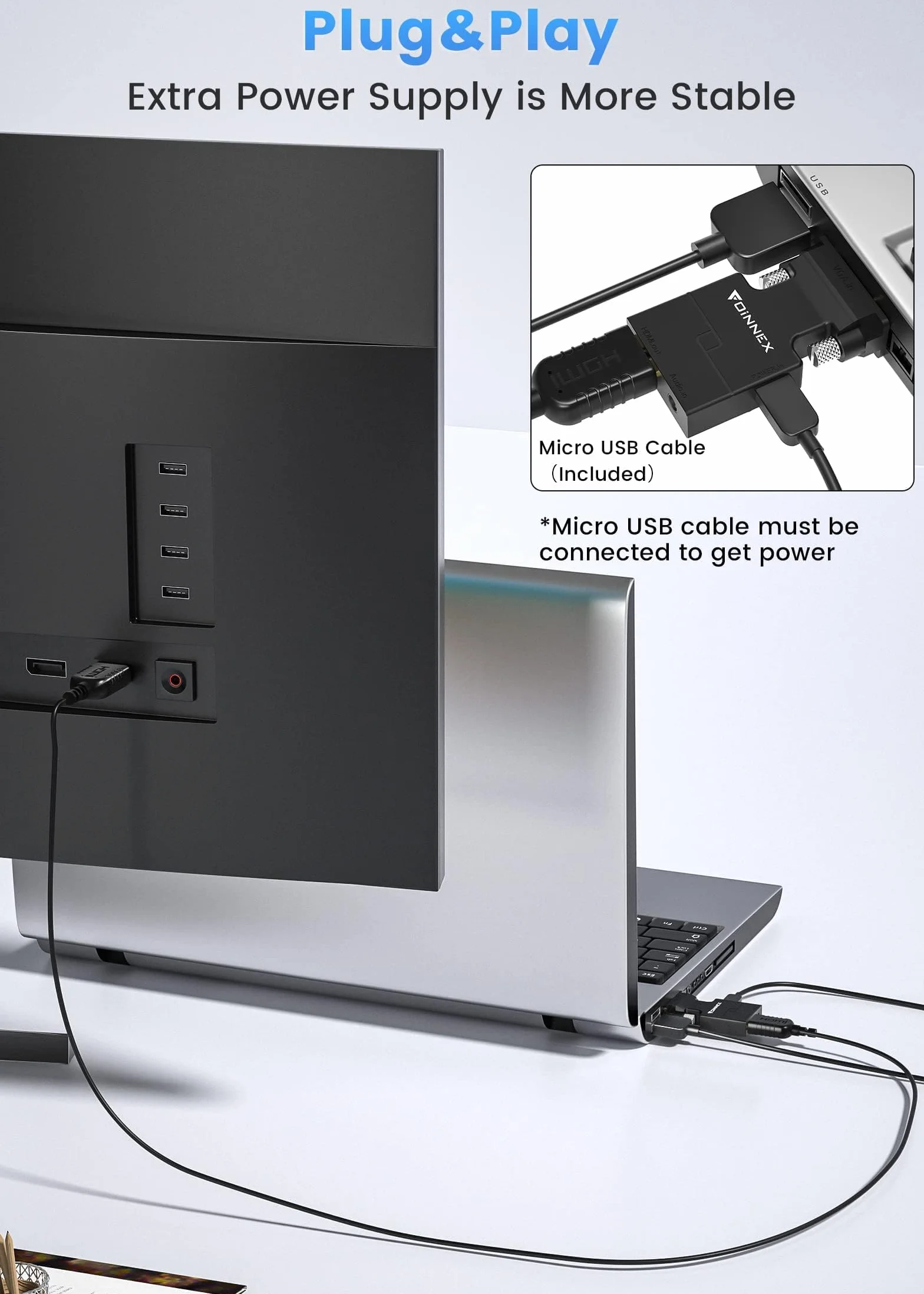 FOINNEX Adapter VGA na HDMI z Audio