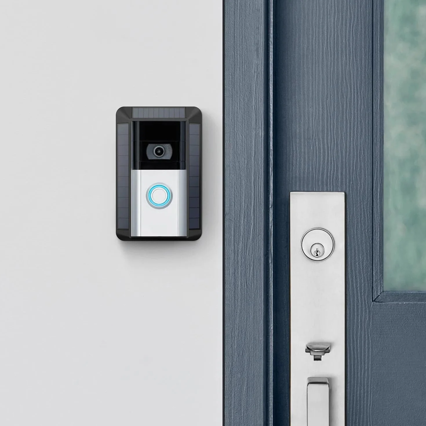 Ładowarka solarna kompatybilna z dzwonkiem do drzwi Ring Battery, port USB-C Video Doorbell, wersja 2024, czarna