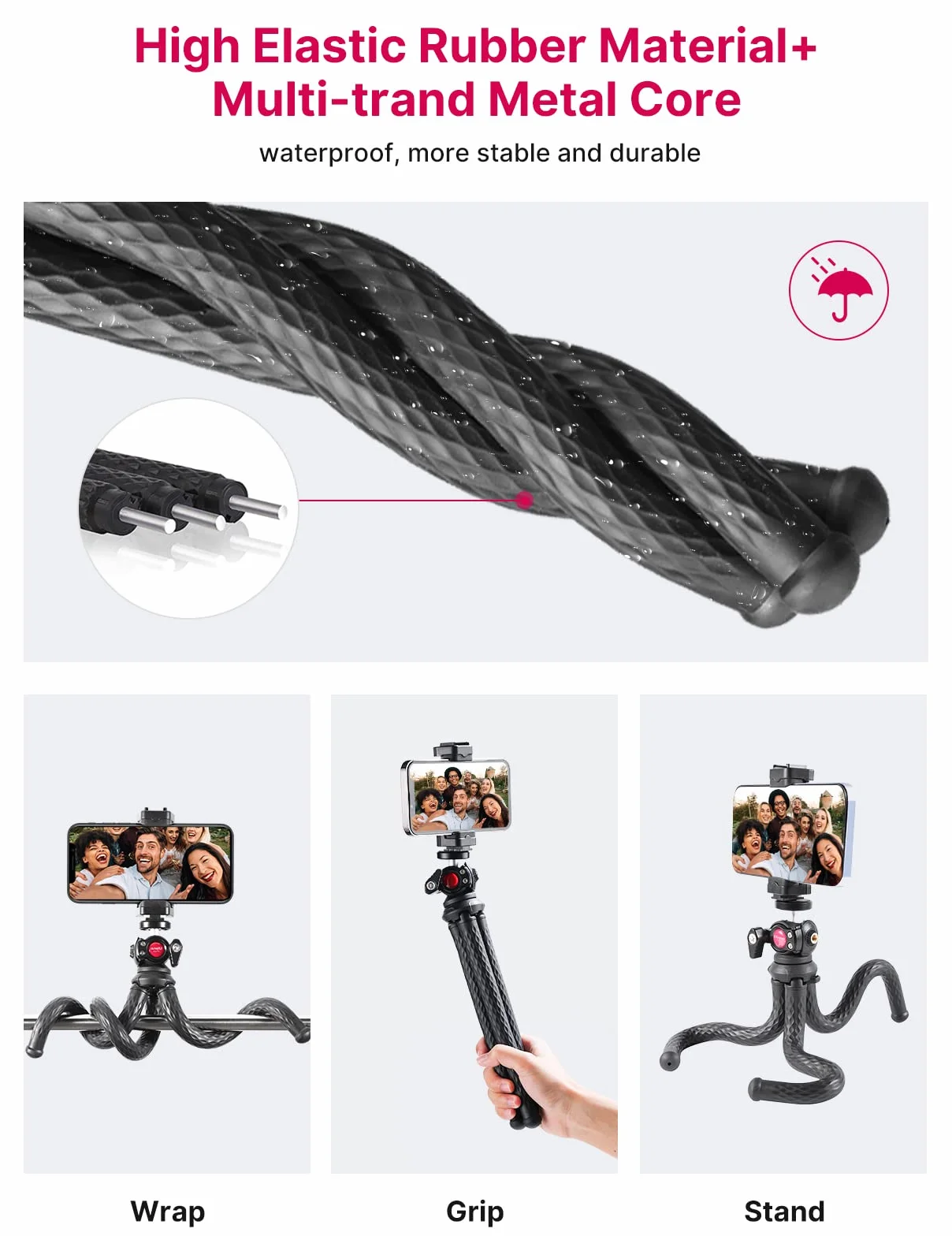 ULANZI FT-01 Elastyczny statyw do smartfona z pilotem Bluetooth, elastyczny mini statyw z uchwytem na zimny pazur, śruba 1/4" magiczne ramię, uniwersalny do iPhone'a 16 Samsung Canon Nikon Sony