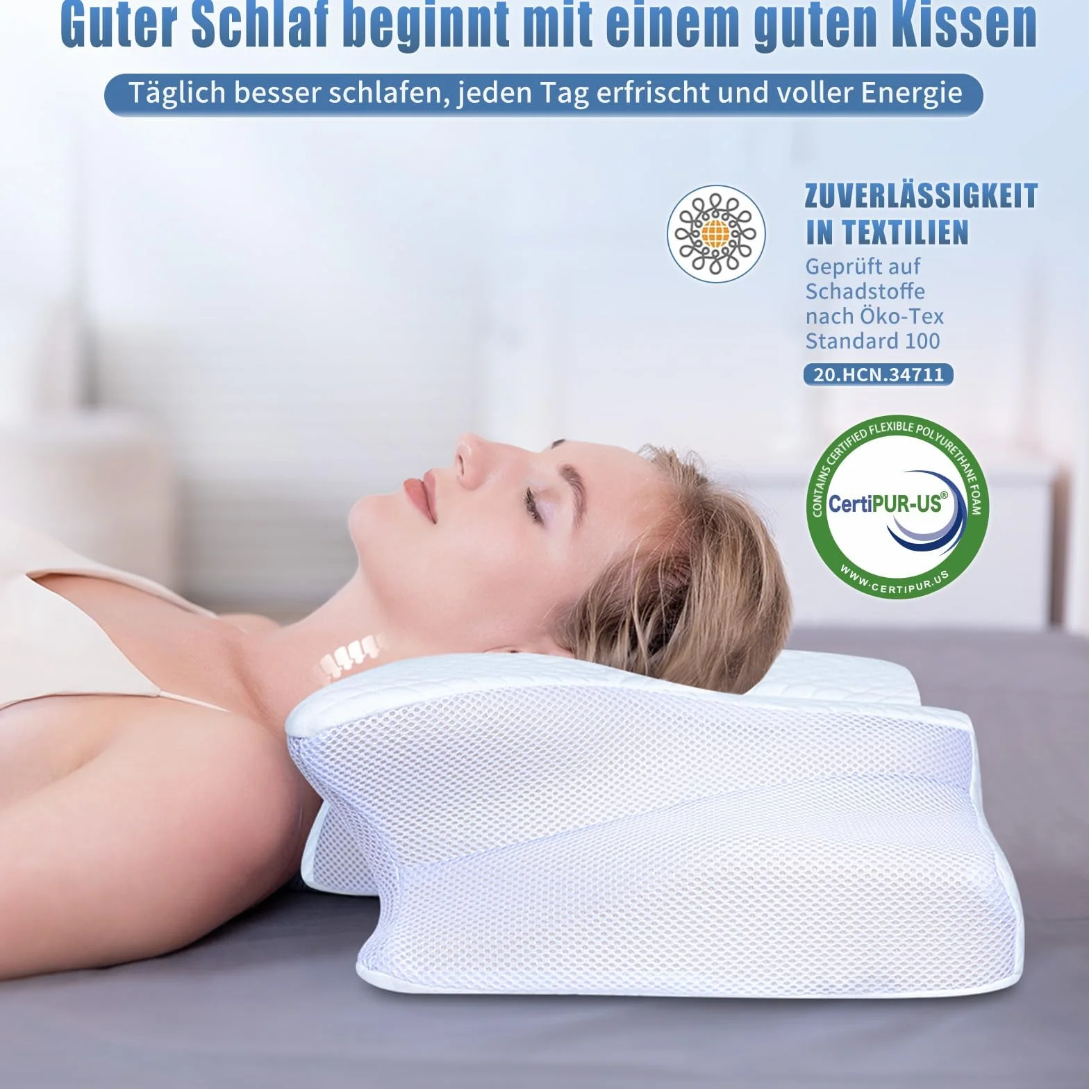 Poduszka ortopedyczna pod szyję 2 w 1 Ergonomiczna z pianki memory 60x35,5x13/11cm Biały