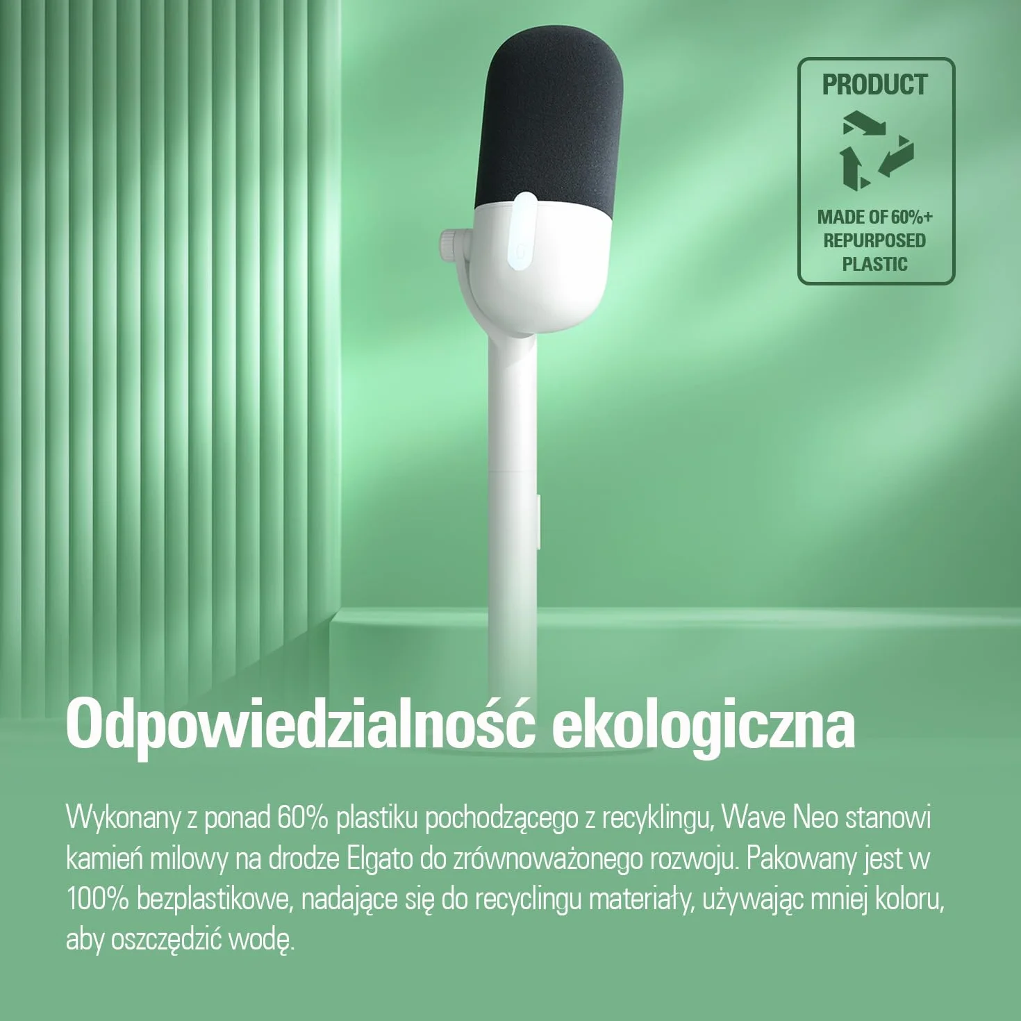 Elgato Wave Neo – mikrofon pojemnościowy USB, wyciszanie dotknięciem, gry, transmisje, spotkania, nagrywanie głosu, Teams/Zoom/OBS/Twitch/YouTube itp., Plug-'n-Play, laptop, PC, Mac, iPad, iPhone