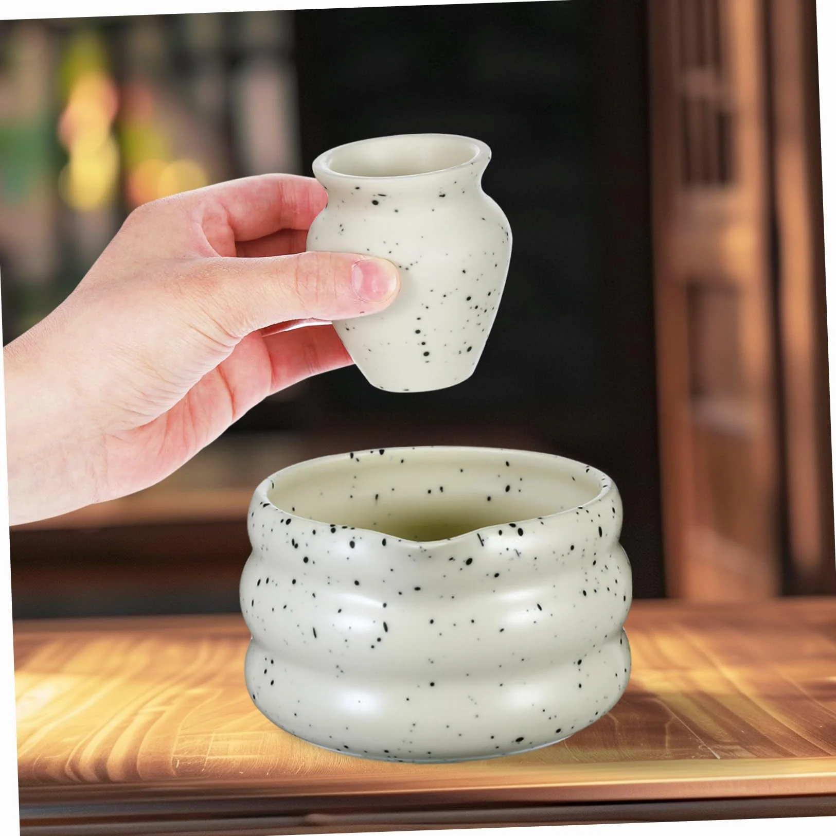 Amosfun 1 zestaw japoński zestaw do herbaty matcha ceramiczny uchwyt na trzepaczkę do tradycyjnego przygotowania matchy dziadka urodziny podnieś swój rytuał herbaty z elegancją