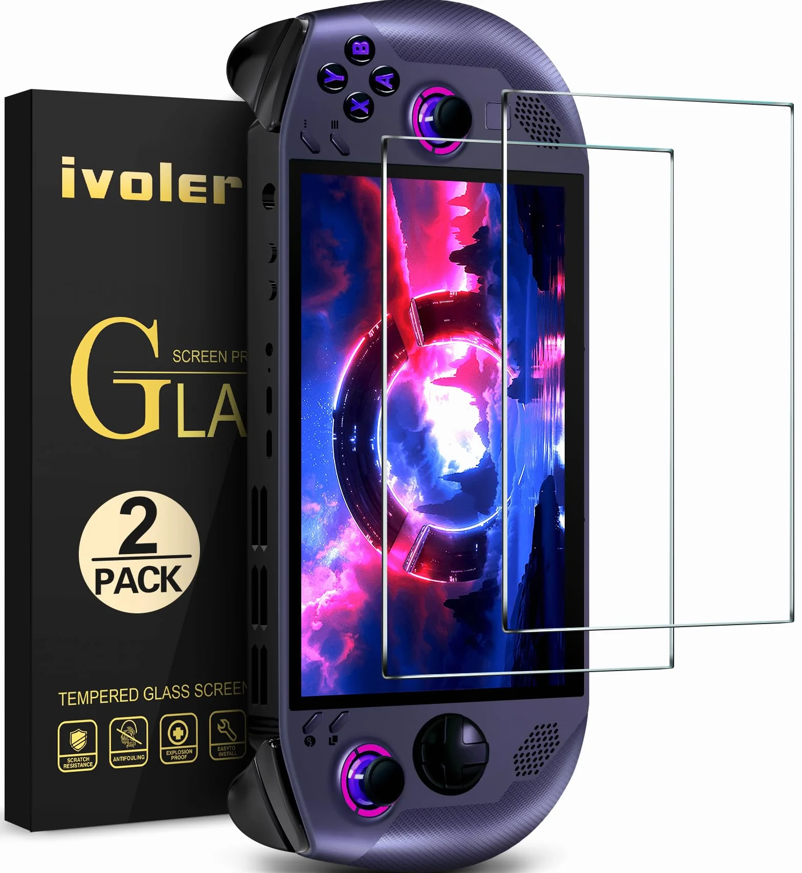 ivoler 2-pakt Ochrona ekranu ze szkła hartowanego dla Lenovo Legion Go S Handheld 2025, pełna osłona przezroczysta HD Clear Anti-Scratch dla Lenovo Legion Go S, 20,3 cm (8 cali)