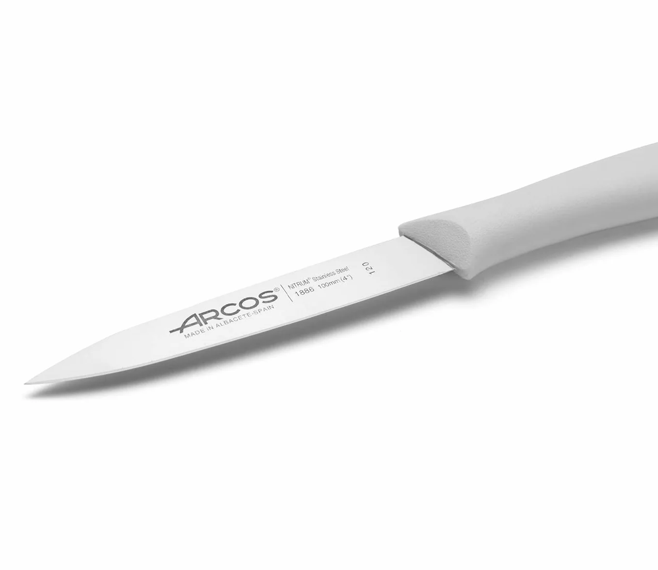 Arcos 188624 nóż obierający nova, ostrze 100 mm, stal nierdzewna 18/8, uchwyt polipropylenowy biały