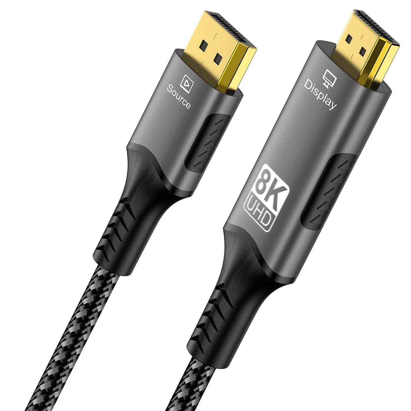 PremiumCord Kabel 8K DisplayPort 1.4 do HDMI 2.1, Męski do Męskiego, Rozdzielczość 8K@60Hz, 4K@144Hz, Full HD 1080p, HDCP2.2, Kolor: Czarny, Długość: 2m