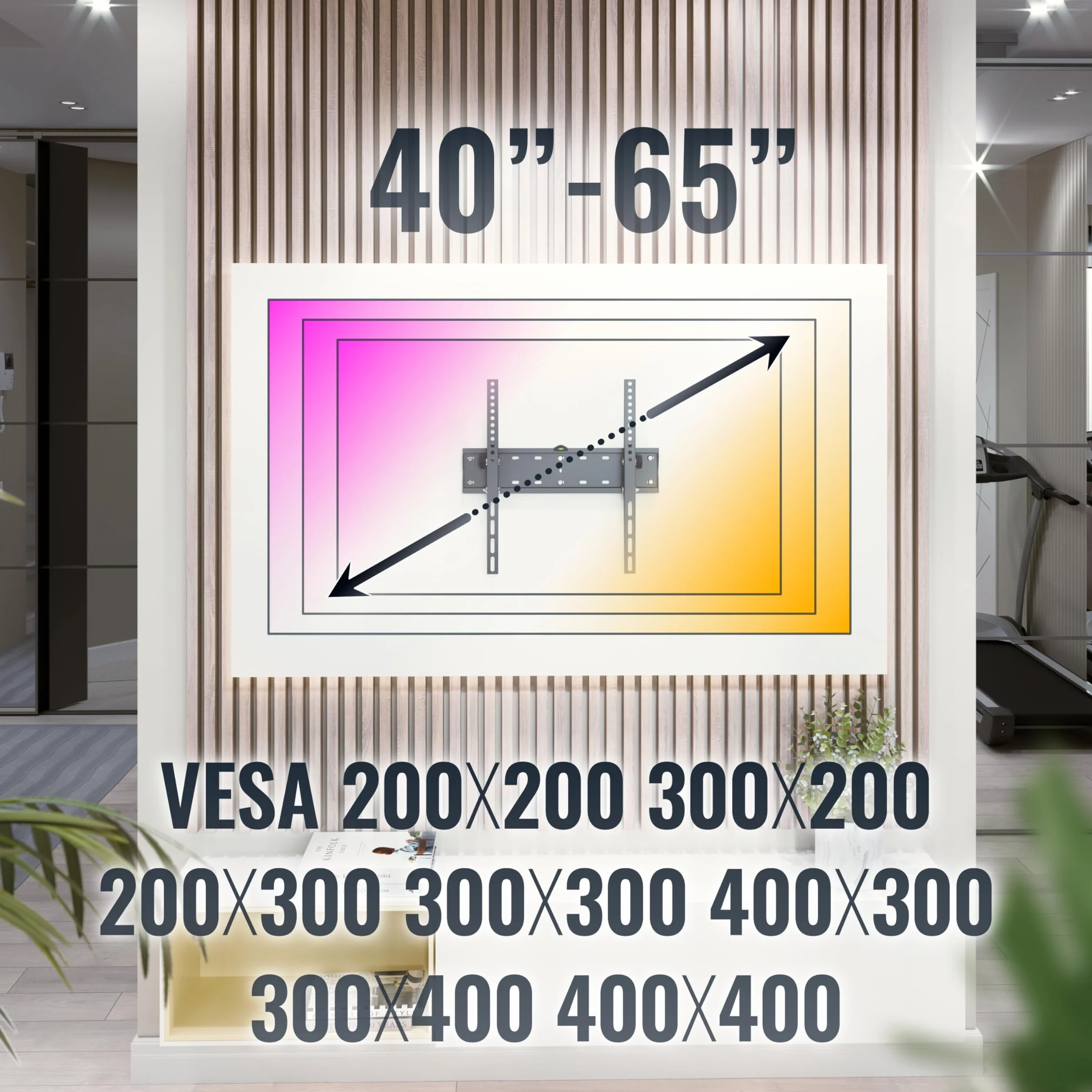 RICOO Uchwyt ścienny do telewizora, płaski pochylony do 32-65 cali, uniwersalny uchwyt TV N2144, uchwyt na telewizor na ścianę, uchwyt ścienny do telewizora 55 cali, do 40 kg z maks. VESA 400 x 400 mm