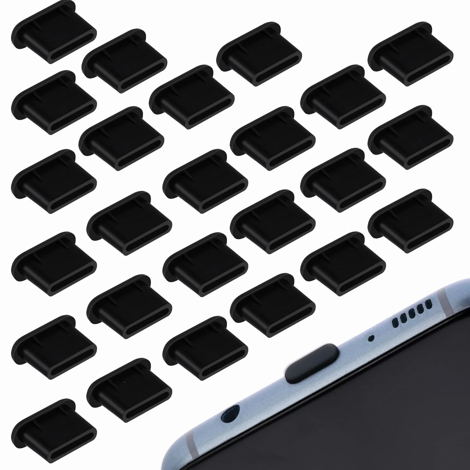 TIESOME 25 szt. wtyczka przeciwpyłowa do telefonu, silikonowa osłona portu ładowania telefonu USB C, ochrona przeciwpyłowa, korek kompatybilny z większością telefonów komórkowych i tabletów typu C