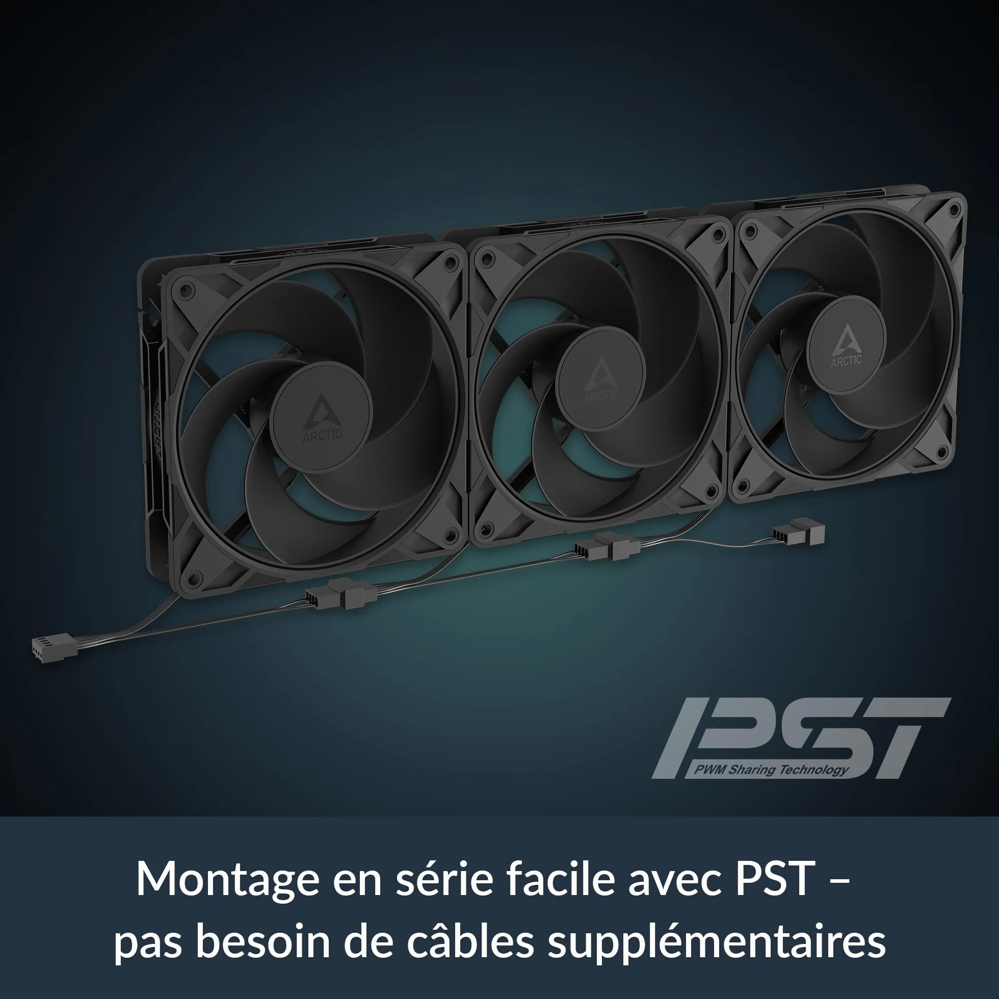 ARCTIC P12 Pro Reverse – 120 mm Najwyższej jakości wentylator rewersyjny z rozdzielaczem, Wentylator PWM z rozgałęźnikiem kabla Y, 500-3000 rpm, 0 rpm <5% PWM, hydrodyn. łożyskiem, 4-Pin - Czarny