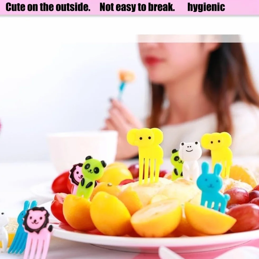 40 sztuk mini widelców do owoców z kreskówki, wykałaczki, dla dzieci, ciast, akcesoria do jedzenia, słodycze, mini szpikulce, wykałaczki, dla dorosłych, deserów, owoców, wypieków, na imprezę dla