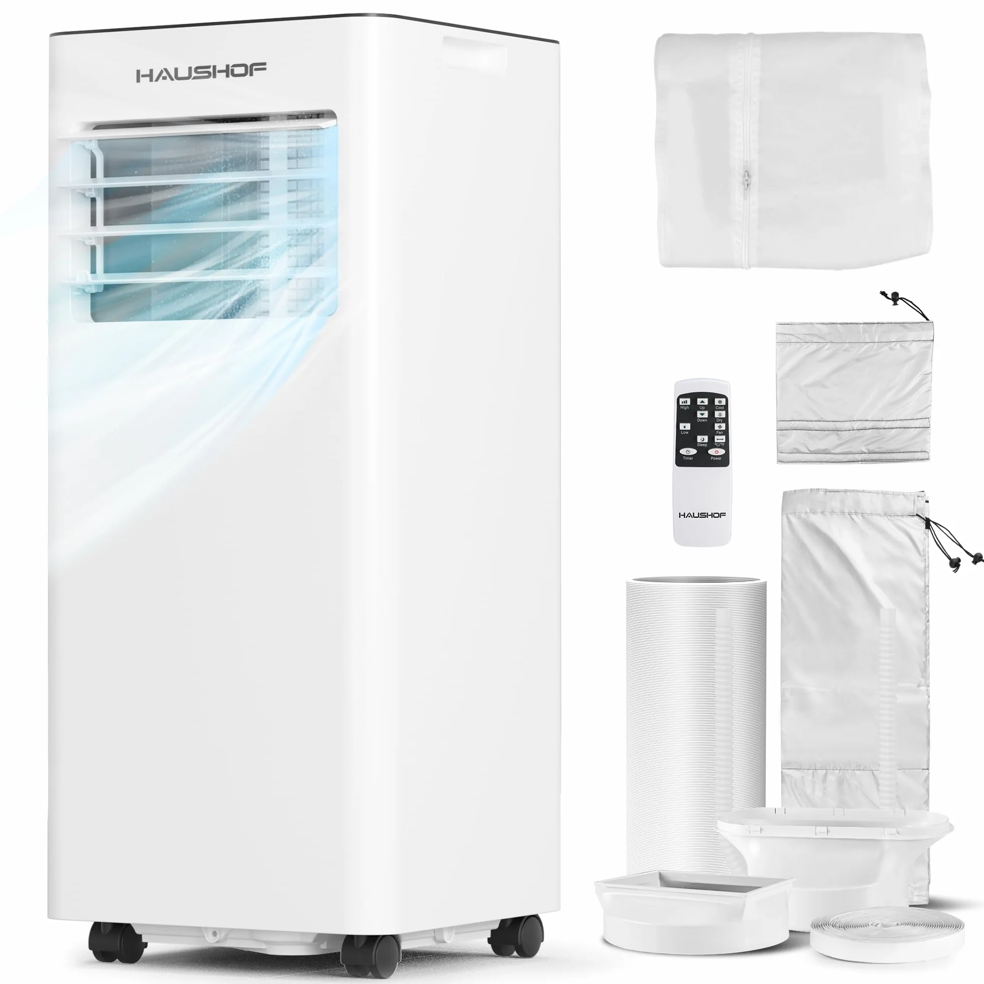 HAUSHOF klimatyzator mobilny 9000 BTU 4 w 1 chłodzenie osuszacz do 33 m²