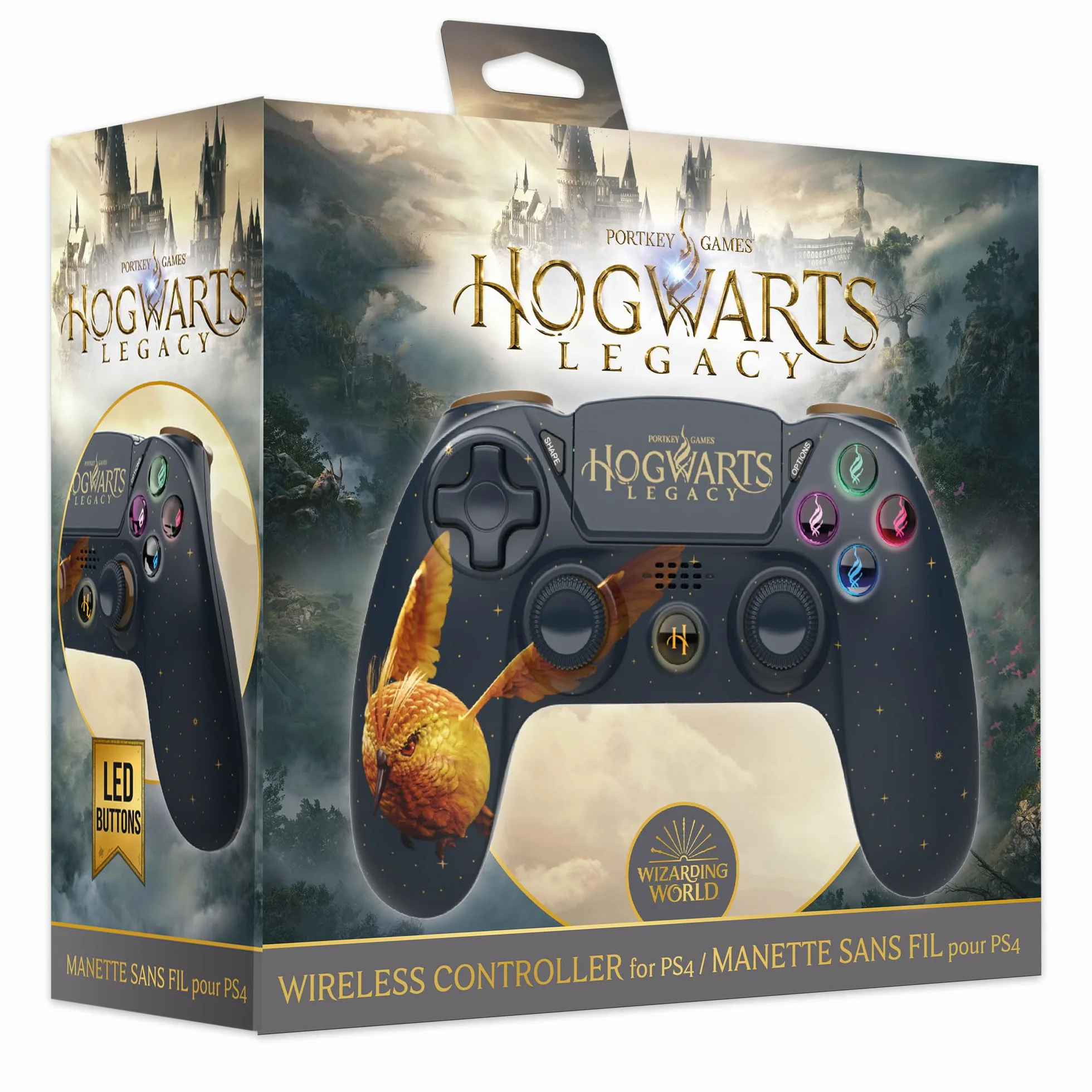 Trade Invaders Harry Potter-Kontroler bezprzewodowy PS4-Gniazdo gniazd świecące - Hogwarts Legacy Vivet Złoty