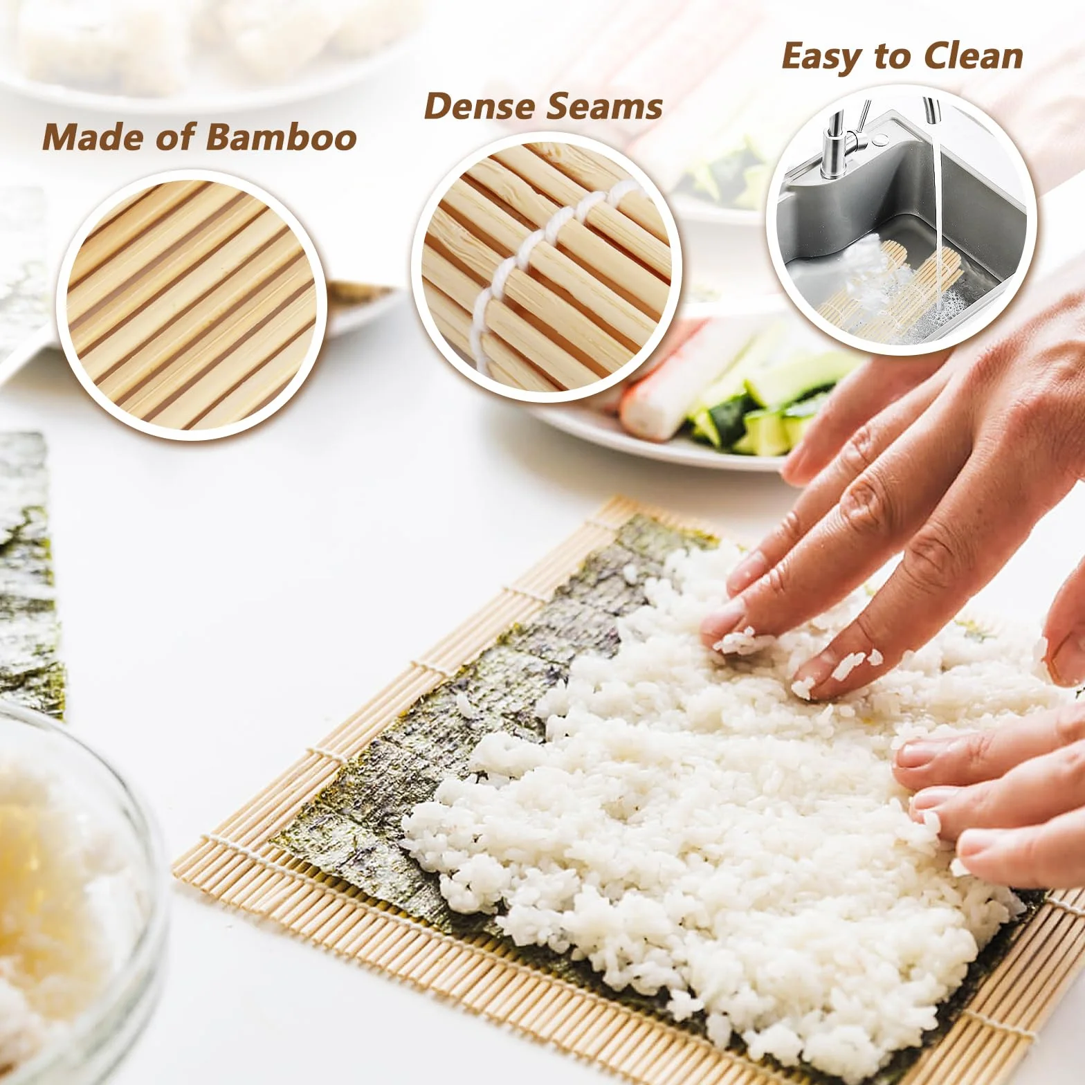 Mata do sushi bambusowa 24 x 24 cm naturalna rolka do maki