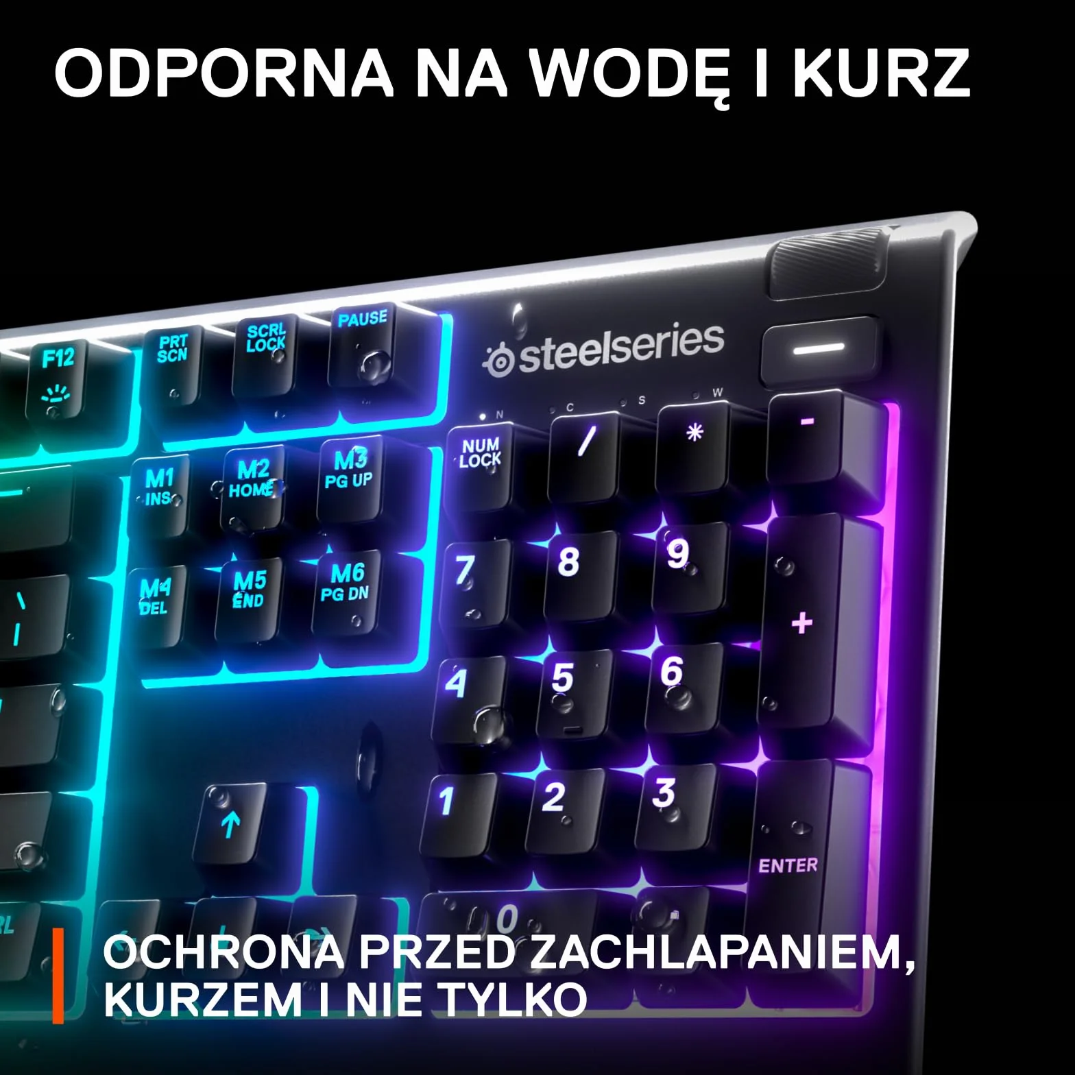 SteelSeries Apex 3 – klawiatura gamingowa – 10-strefowe oświetlenie RGB – magnetyczna podkładka pod nadgarstki – układ niemiecki (QWERTZ)