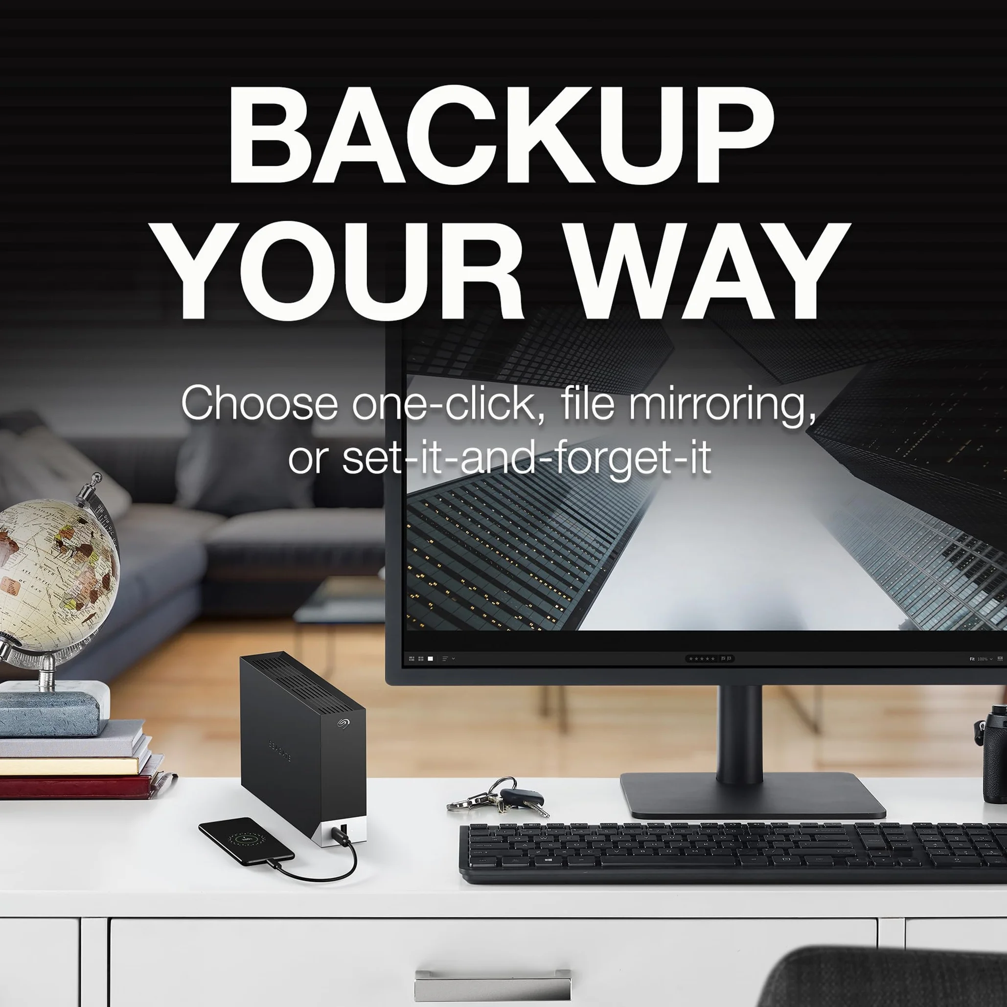 Seagate One Touch Hub 6TB, Zewnętrzny dysk twardy,do komputerów Mac, PC oraz Mac, USB-C, USB 3.0, 1 Letnie Mylio, Data Rescue Service (STLC6000400)