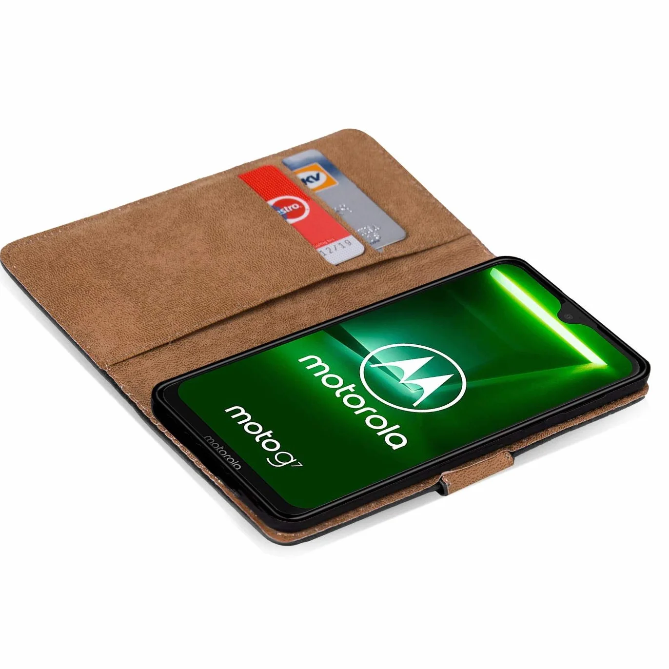 Verco Etui Kompatybilne z Motorola Moto G7 Power Case, ochronne obudowa dla Motorola G7 Power portfel smartfon przegródki na karty, Czarny