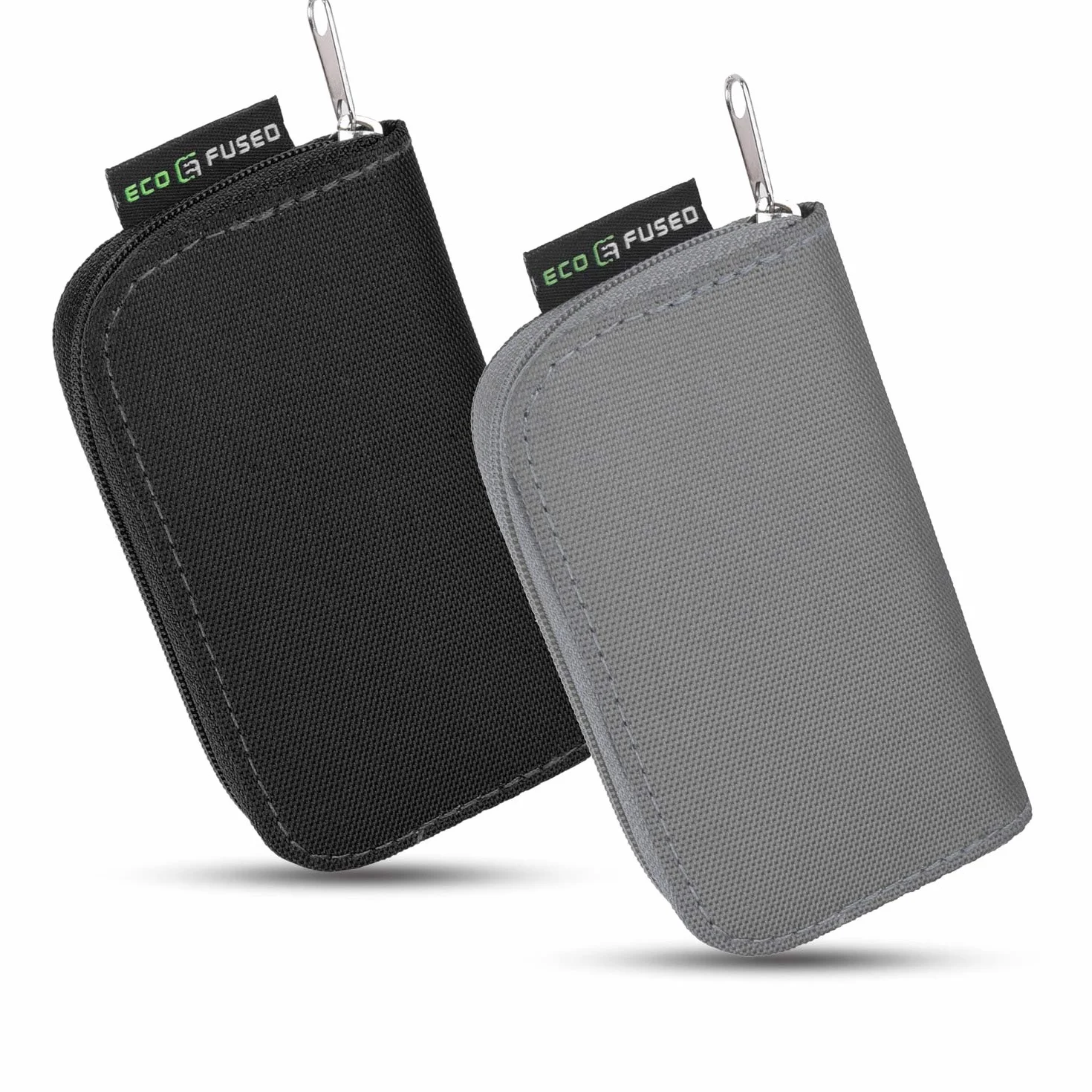Eco-Fused Etui do przenoszenia kart pamięci - nadaje się do kart SDHC i SD - 8 stron i 22 przegródki - ściereczka do czyszczenia z mikrofibry w zestawie - 2 opakowania - 44 gniazda, szary i czarny