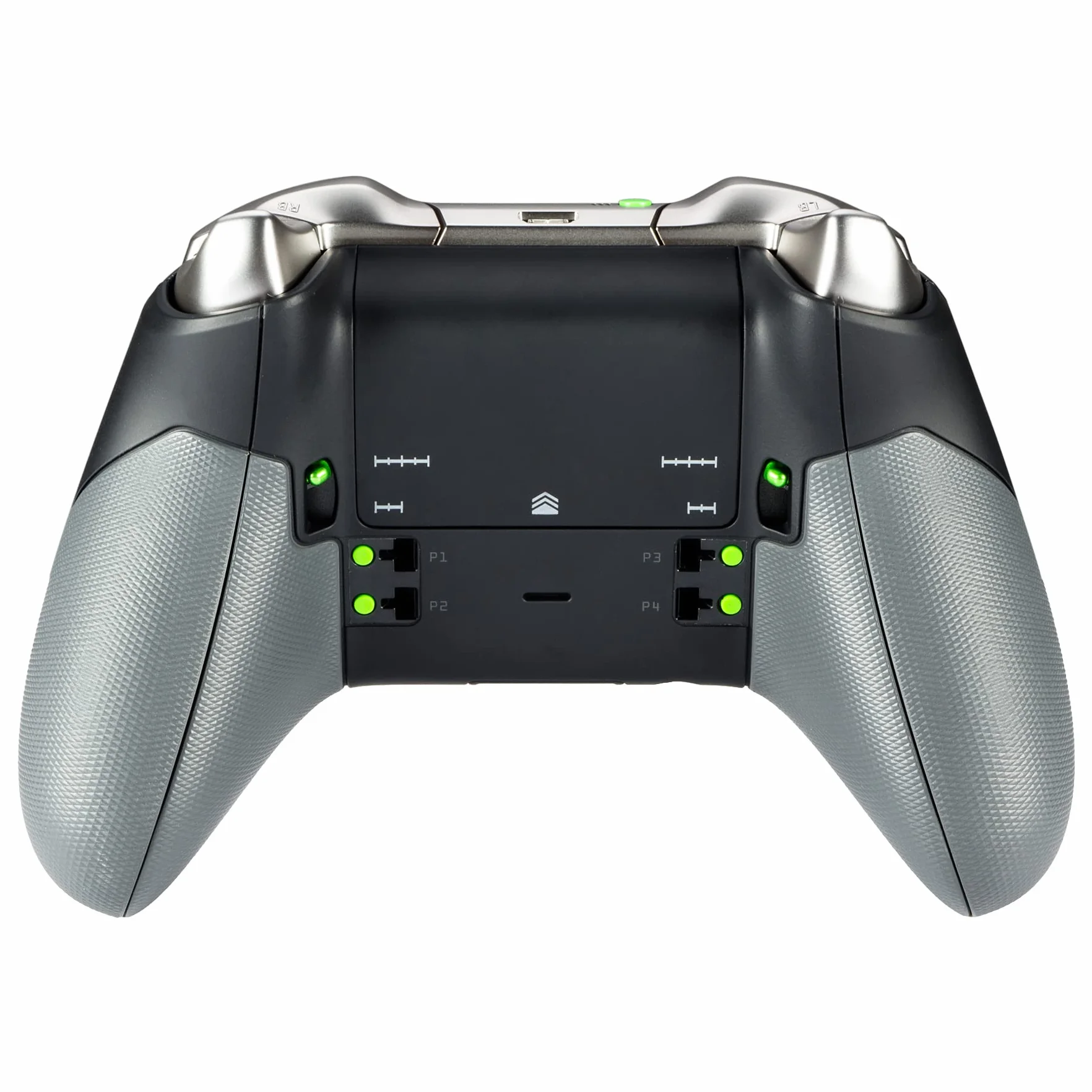 eXtremeRate Gumowane szyny prawe po lewej stronie, zamienne uchwyty z tylnym uchwytem, zestawy tylnych paneli czołowych do kontrolera Xbox One Elite (model 1698)