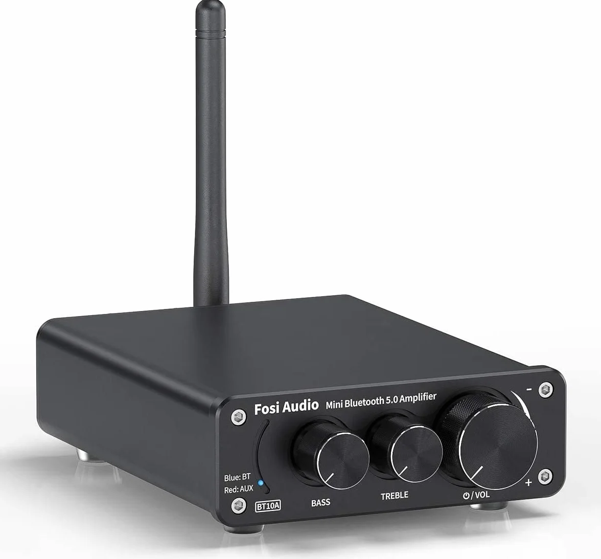 Fosi Audio BT10A Wzmacniacz Audio Bluetooth 5.0, 2-Kanałowy Wzmacniacz Stereo HiFi z Chipem TPA3116, Wzmacniacz Mocy HiFi Klasy D o Mocy 50W x2 z Regulacją Tonów Niskich i Wysokich do Kina Domowego