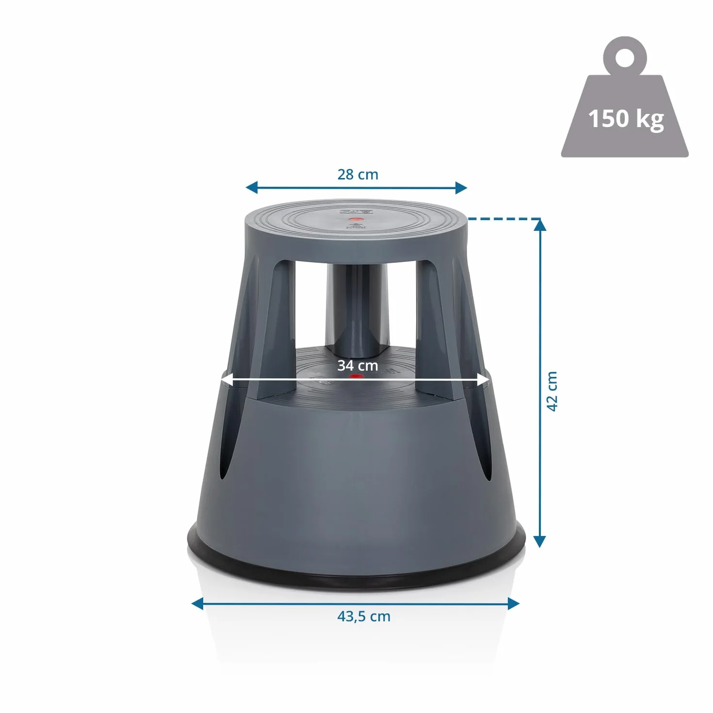 hjh OFFICE Podnóżek stołowy TIO-M nóżka słonia z tworzywa sztucznego TÜV 42 cm 150 kg z kółkami szary