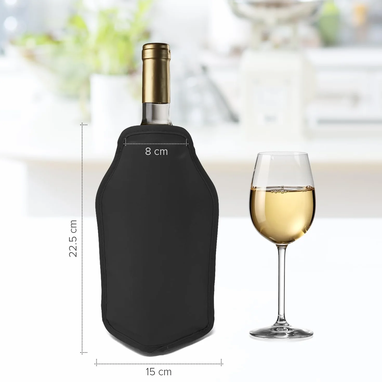 Joeji's Kitchen Zestaw 2 rękawów chłodzących do butelek wina, czarne i granatowe, idealne do chłodzenia butelek szampana Prosecco, idealne na kolacje, imprezy, piknik, festiwale