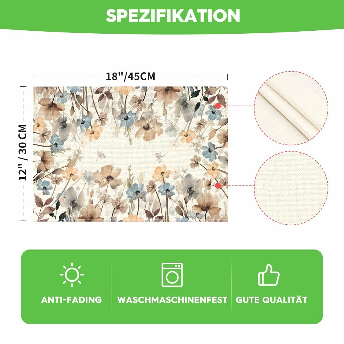 Artoid Mode Malarstwo tuszem maki kwiaty podkładki zestaw 6 sztuk 30 x 45 cm dekoracja